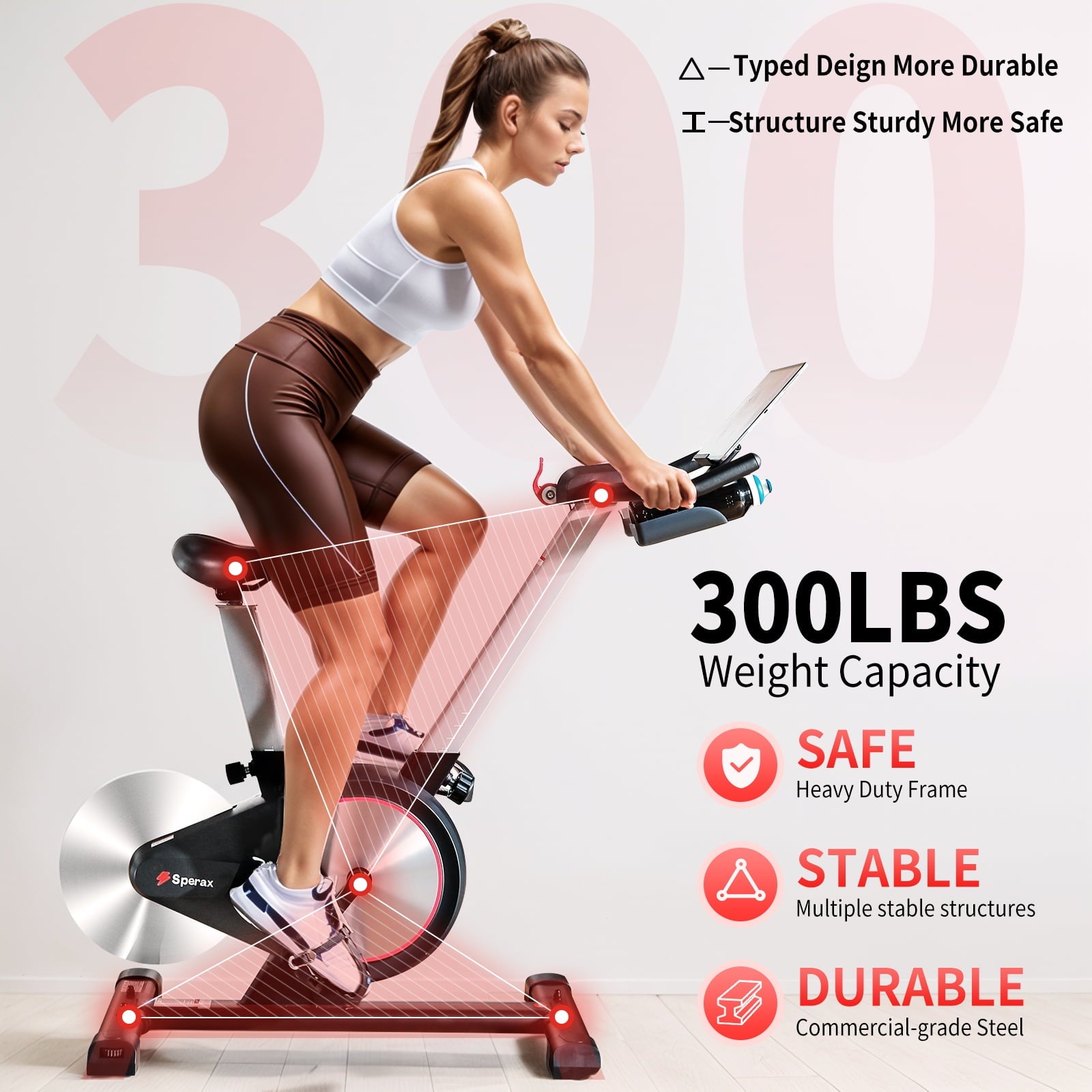 Stationary Exercise Bike for Home with Adjustable Resistance – 300LB Capacity
