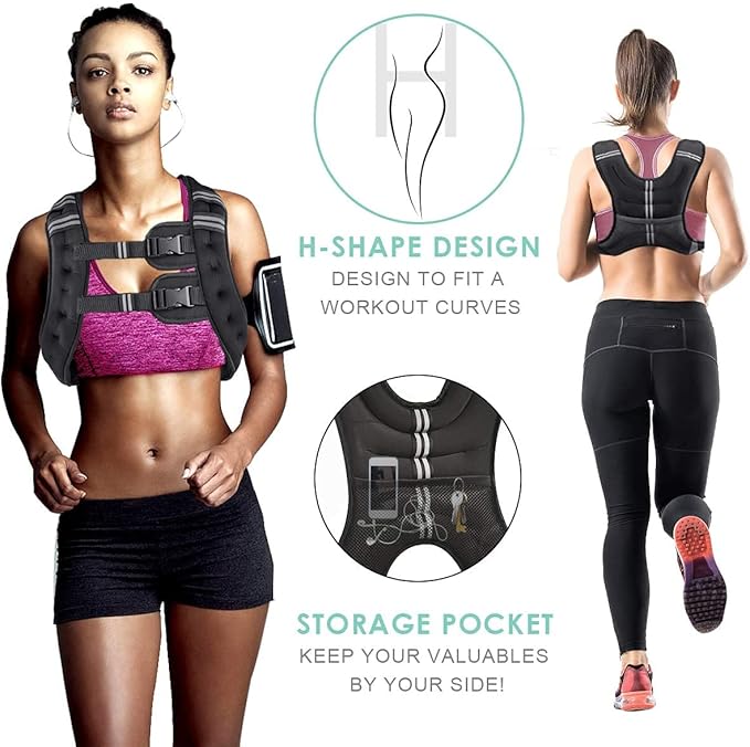 Adjustable Weighted Vest for Men & Women (8–30 lbs) – Strength Training, Cardio, Running, Weight Loss, Reflective Safety Straps