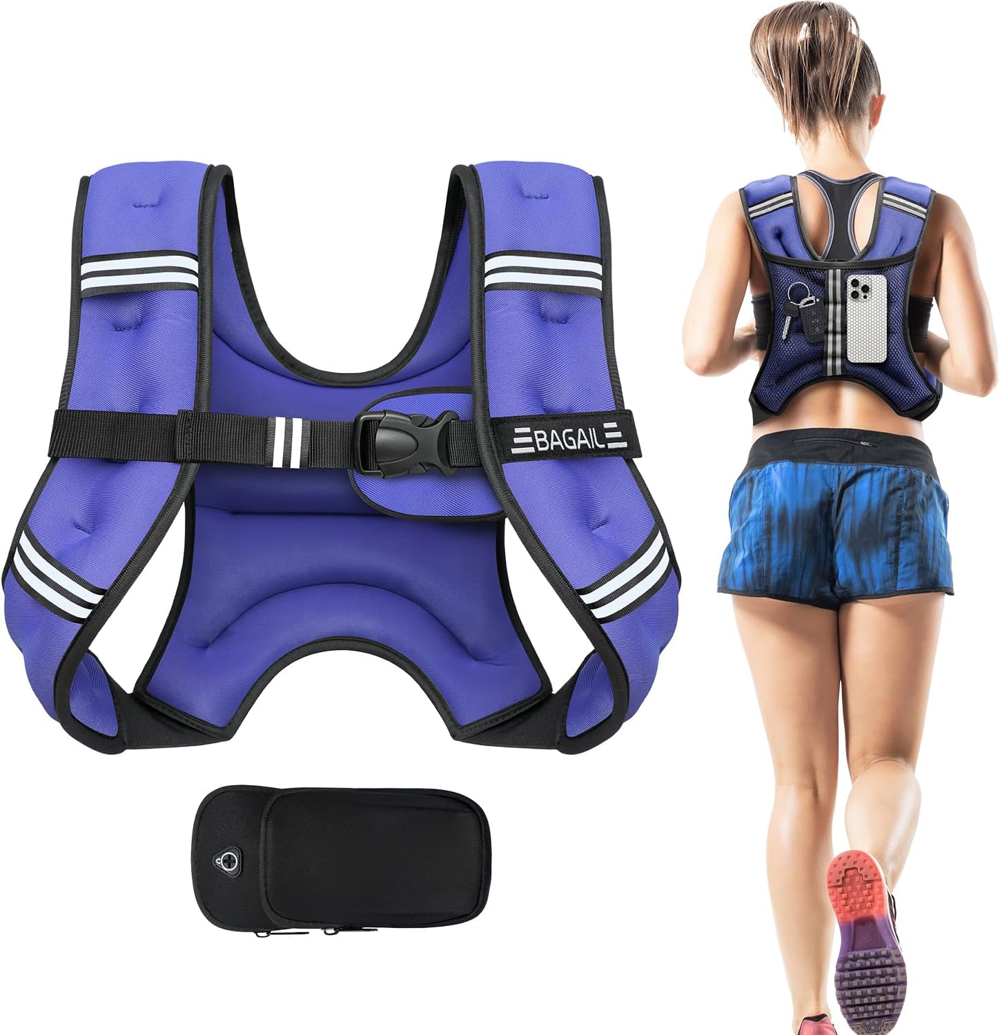 Adjustable Weighted Vest for Men & Women – 5lb to 30lb Rucking & Training Vest with Phone Pouch