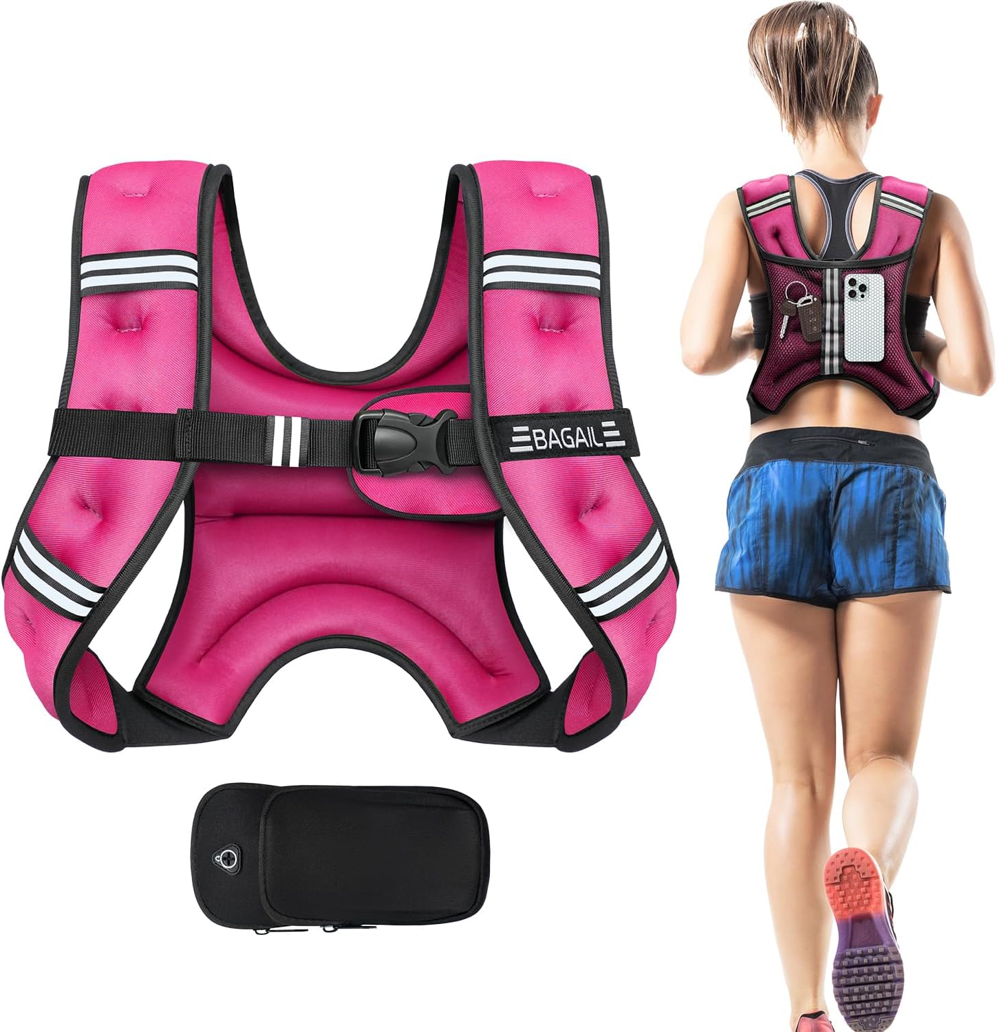 Adjustable Weighted Vest for Men & Women – 5lb to 30lb Rucking & Training Vest with Phone Pouch
