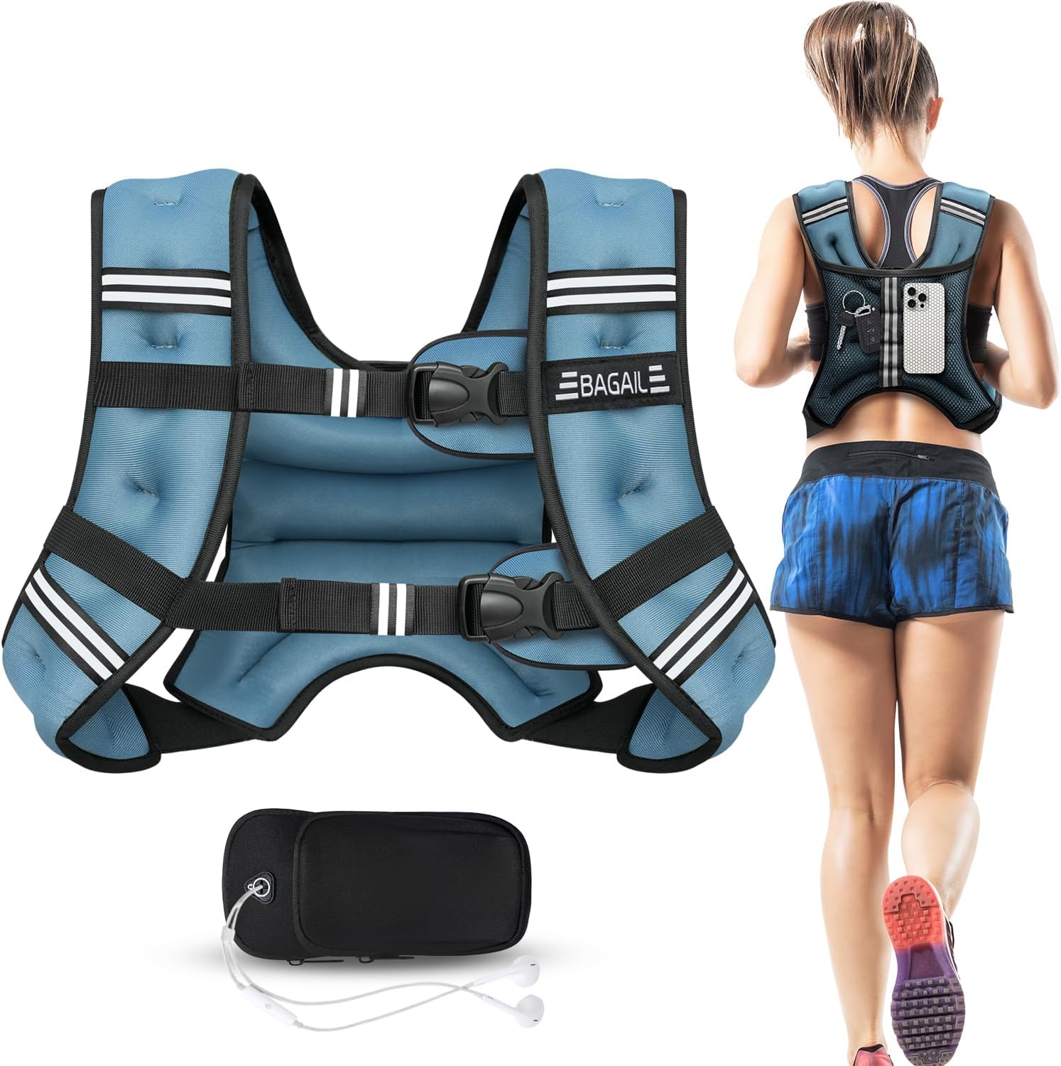 Adjustable Weighted Vest for Men & Women – 5lb to 30lb Rucking & Training Vest with Phone Pouch