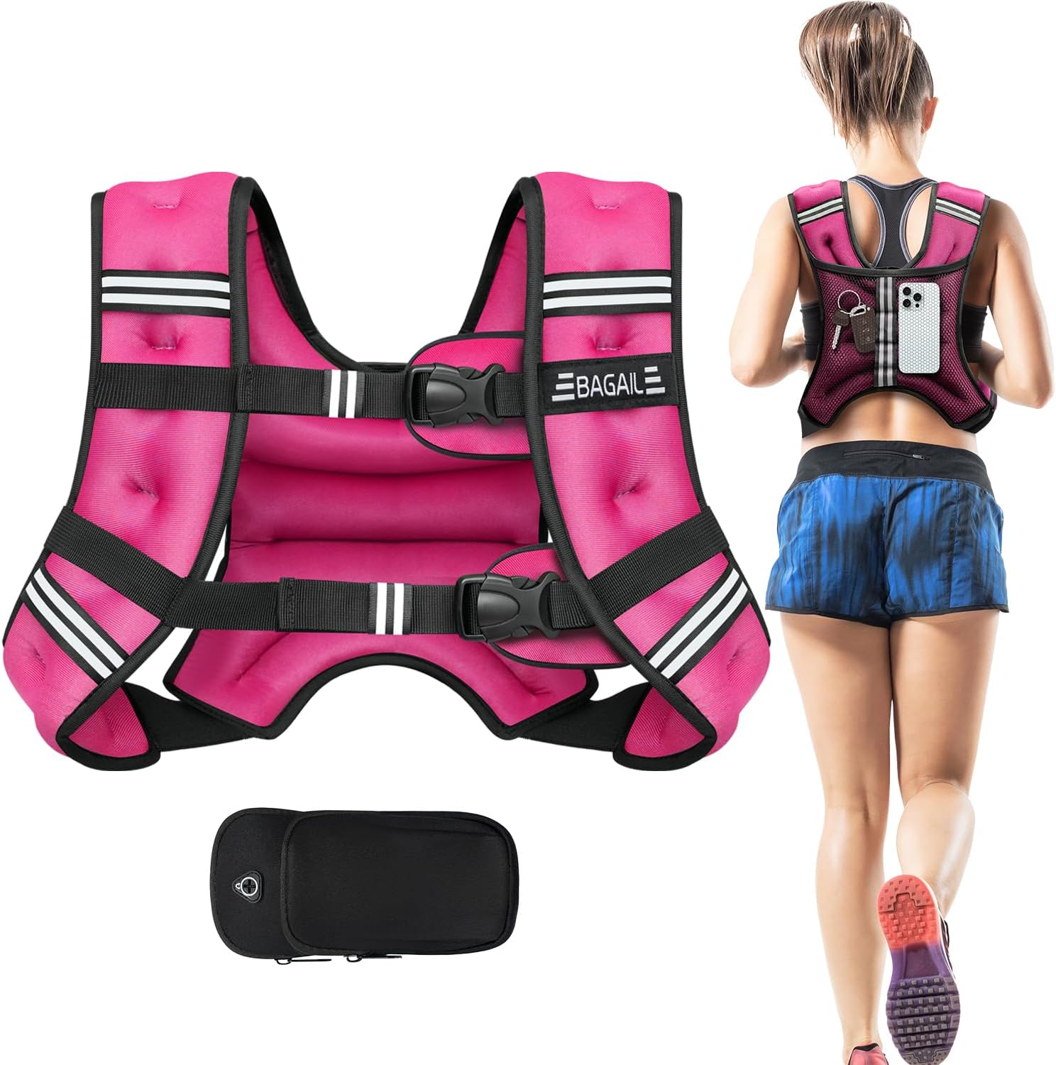 Adjustable Weighted Vest for Men & Women – 5lb to 30lb Rucking & Training Vest with Phone Pouch