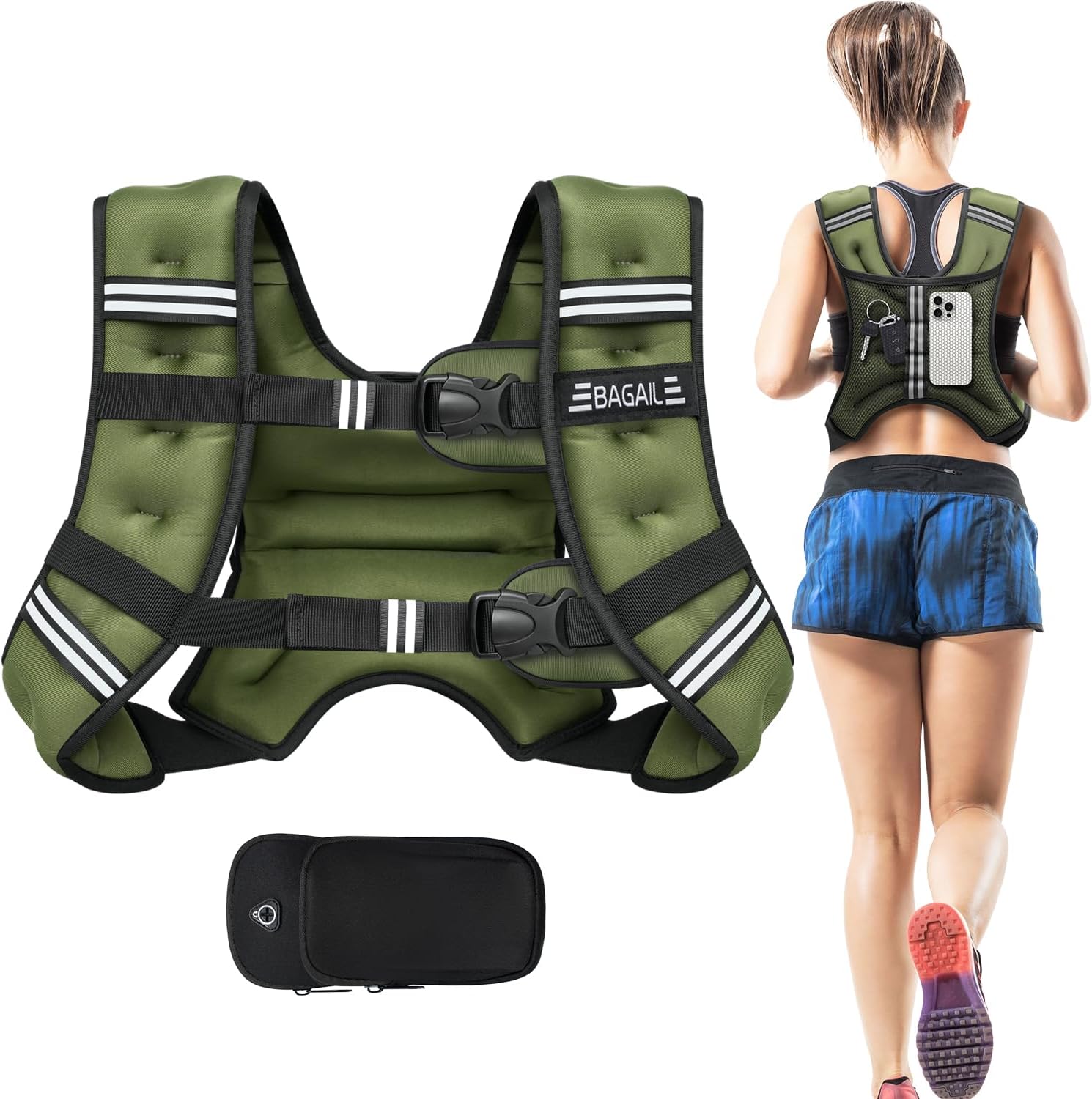 Adjustable Weighted Vest for Men & Women – 5lb to 30lb Rucking & Training Vest with Phone Pouch