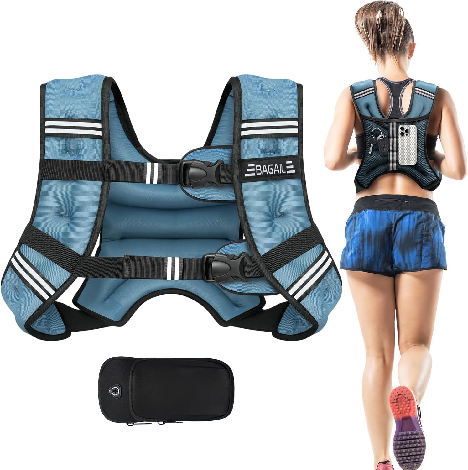 Adjustable Weighted Vest for Men & Women – 5lb to 30lb Rucking & Training Vest with Phone Pouch