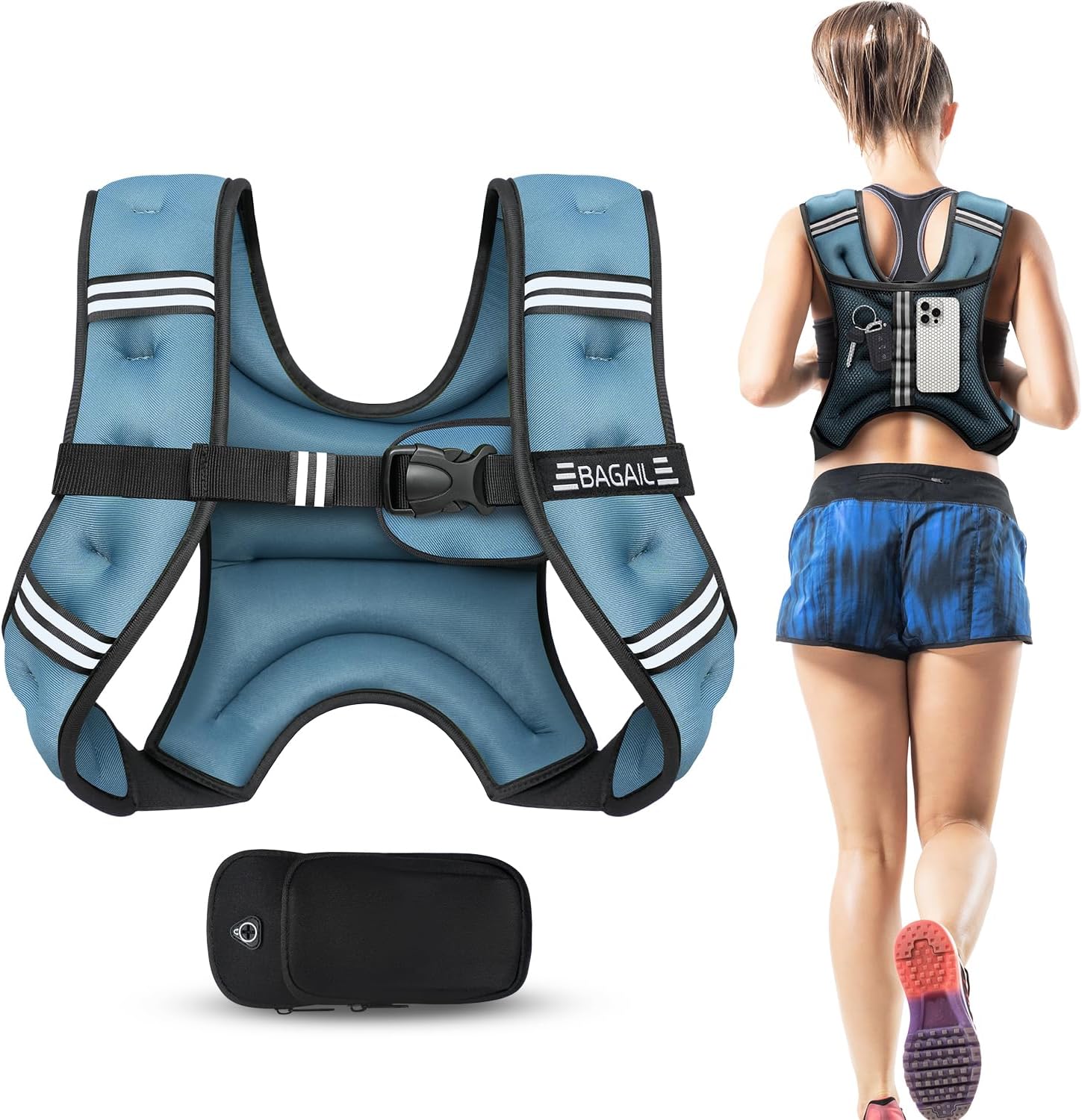 Adjustable Weighted Vest for Men & Women – 5lb to 30lb Rucking & Training Vest with Phone Pouch