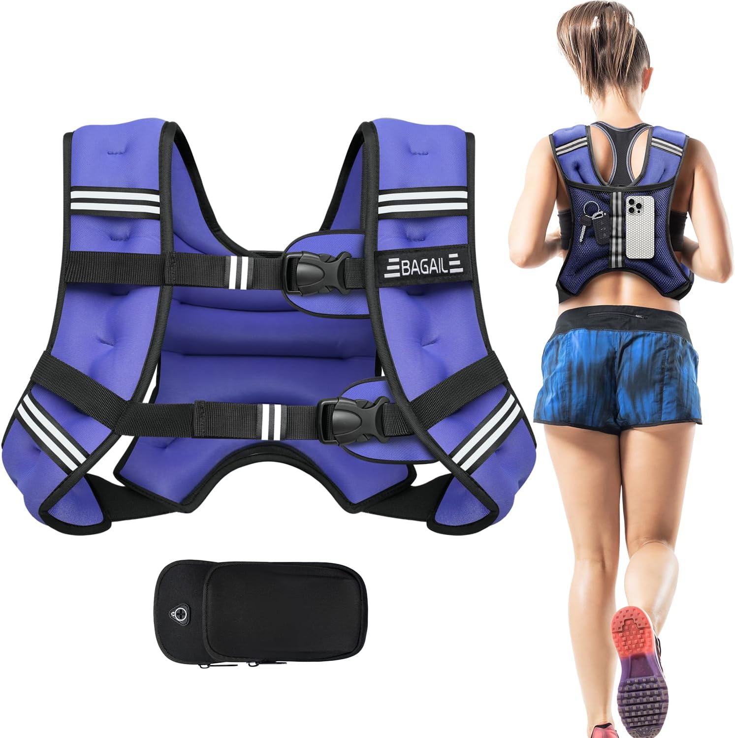 Adjustable Weighted Vest for Men & Women – 5lb to 30lb Rucking & Training Vest with Phone Pouch