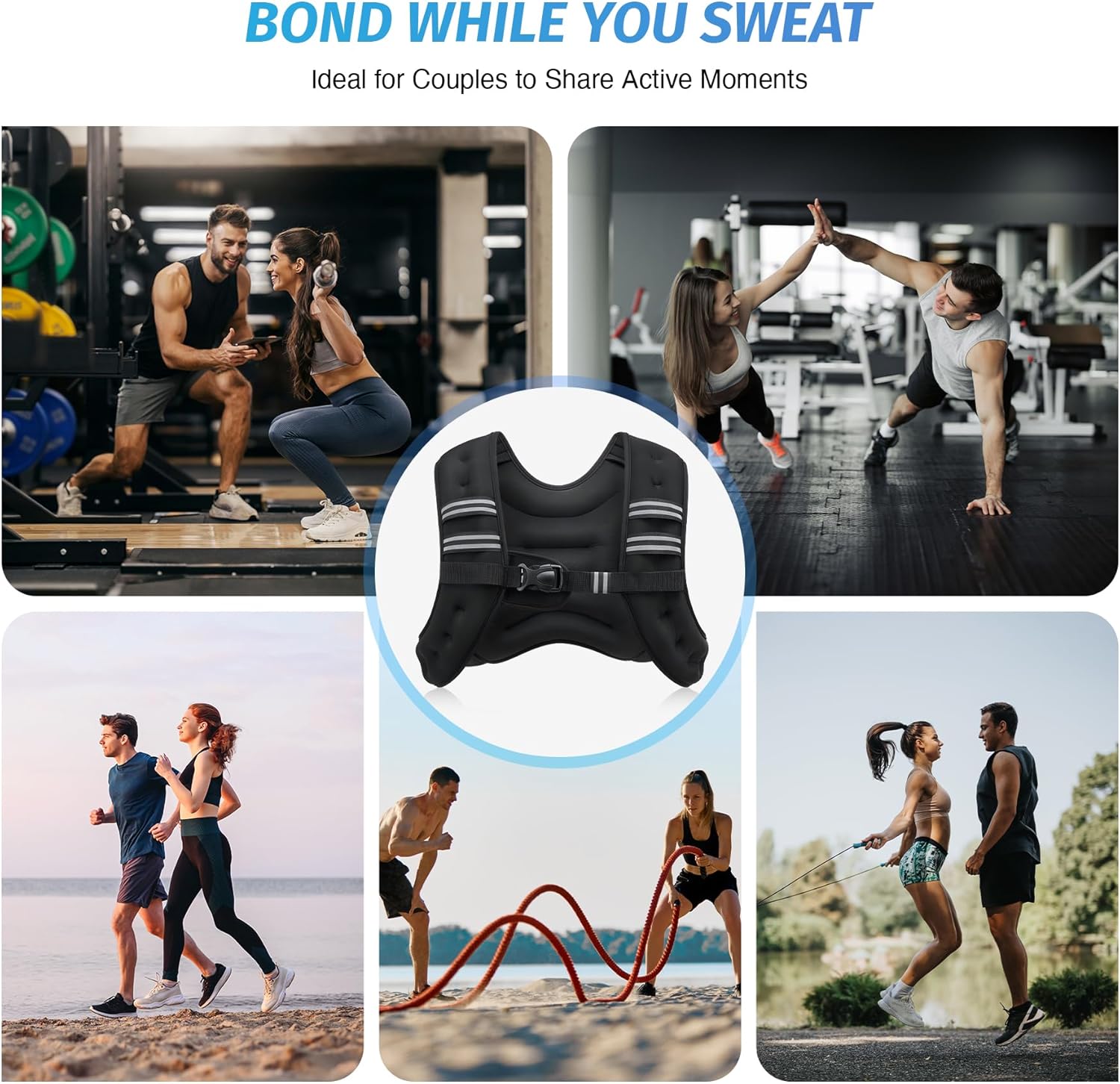 Adjustable Weighted Vest 6–30Lb for Workout, Running, Strength Training & Weight Loss with Reflective Stripe