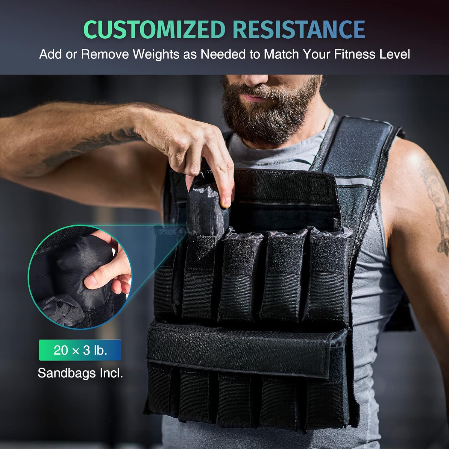 Adjustable Weighted Vest 20/30/60LB for Men & Women – Workout, Cardio, Strength Training & Weight Loss