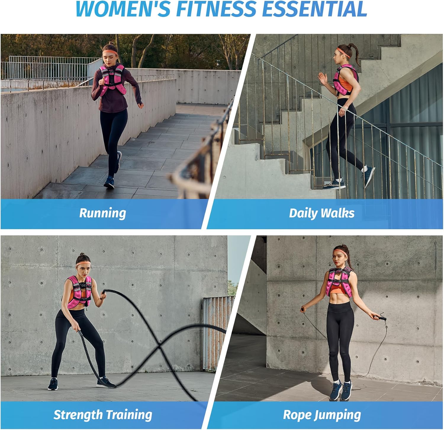 Pink Adjustable Weighted Vest (6–30 lbs) – Strength Training, Running, Fitness & Weight Loss Gear