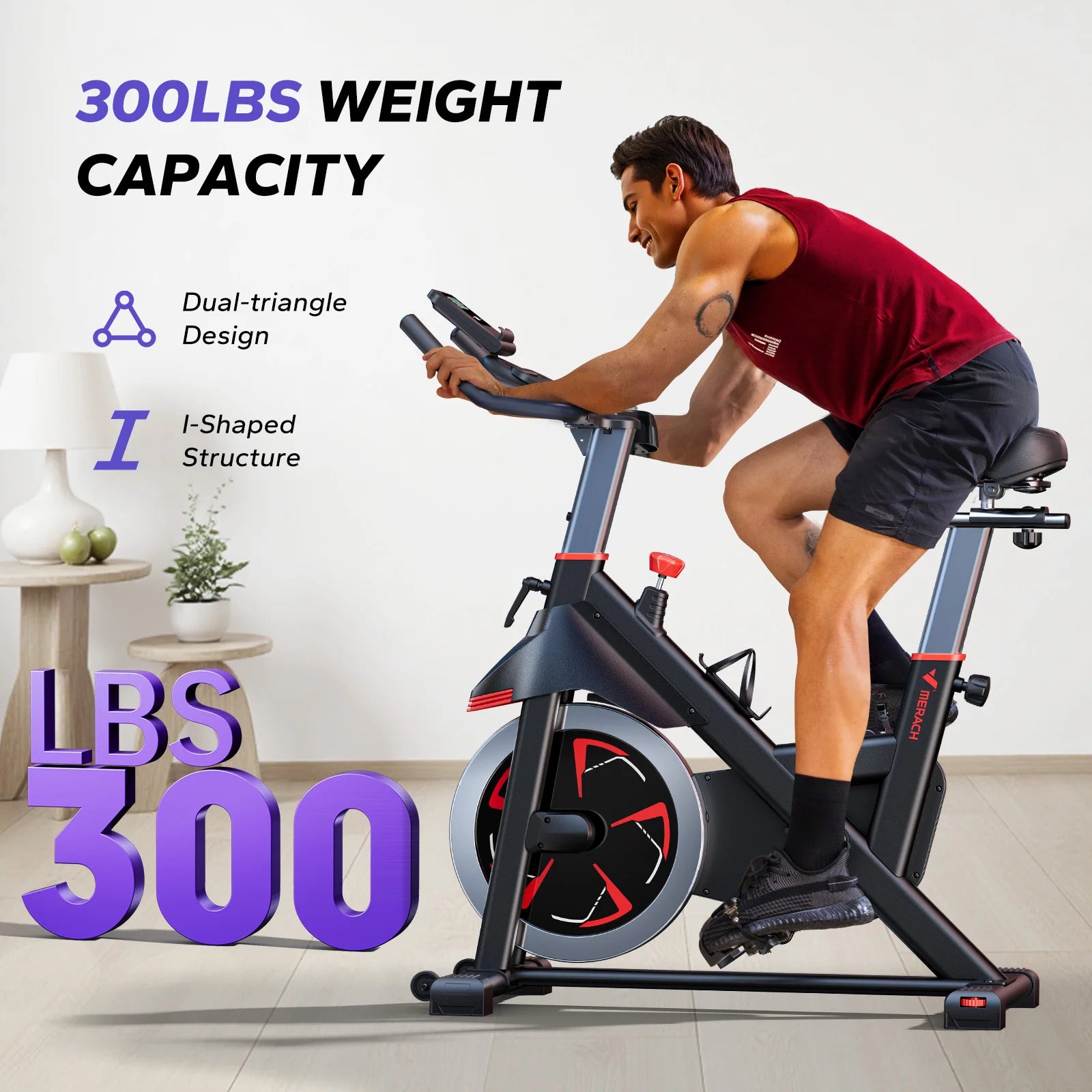 Exercise Bike S38 – Indoor Cycling Bike with Magnetic Resistance, Exclusive Fitness App, 300Lbs Capacity, Comfortable Seat & Tablet Mount for Home Gym & Weight Loss