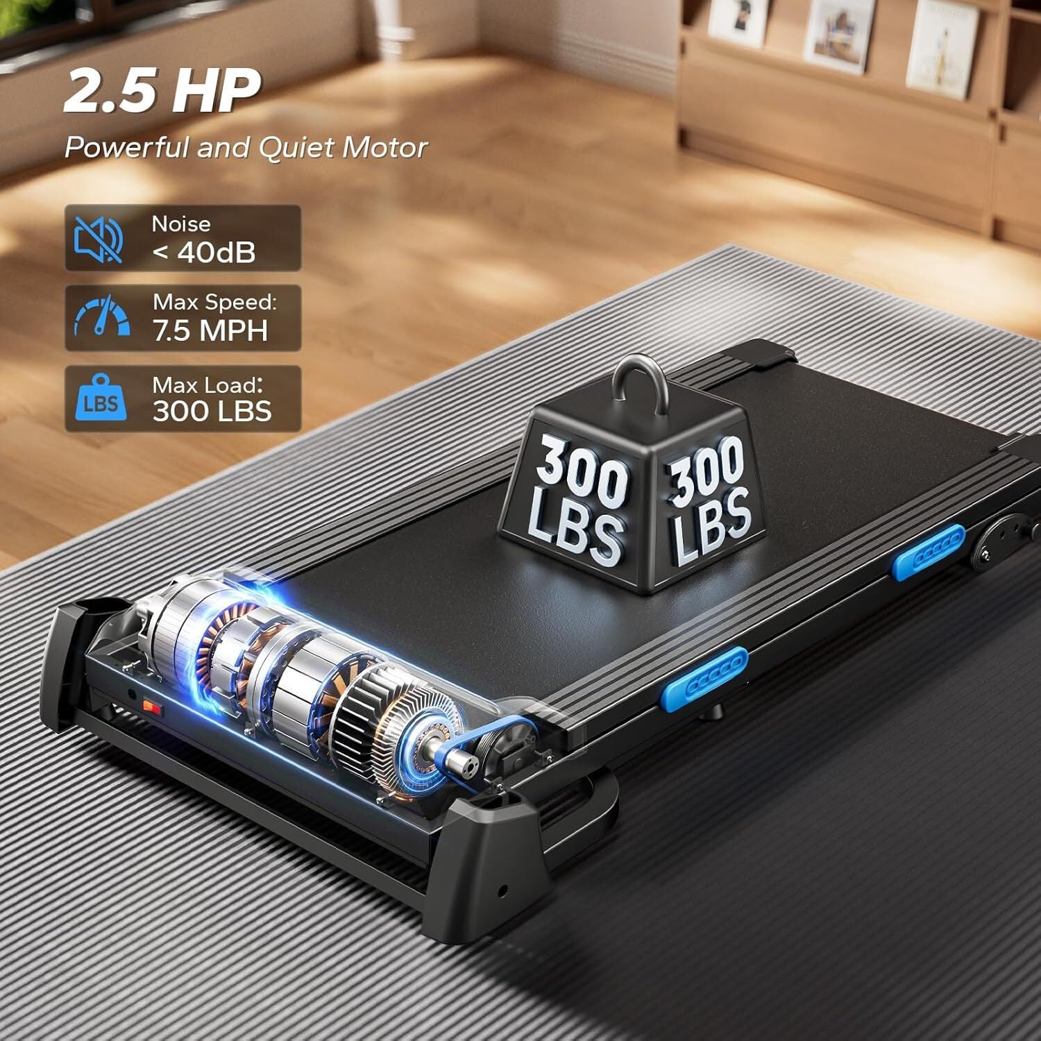 MERACH Foldable Incline Treadmill 7.5MPH – Quiet Home Treadmill with Double Deck Technology & Compact Design