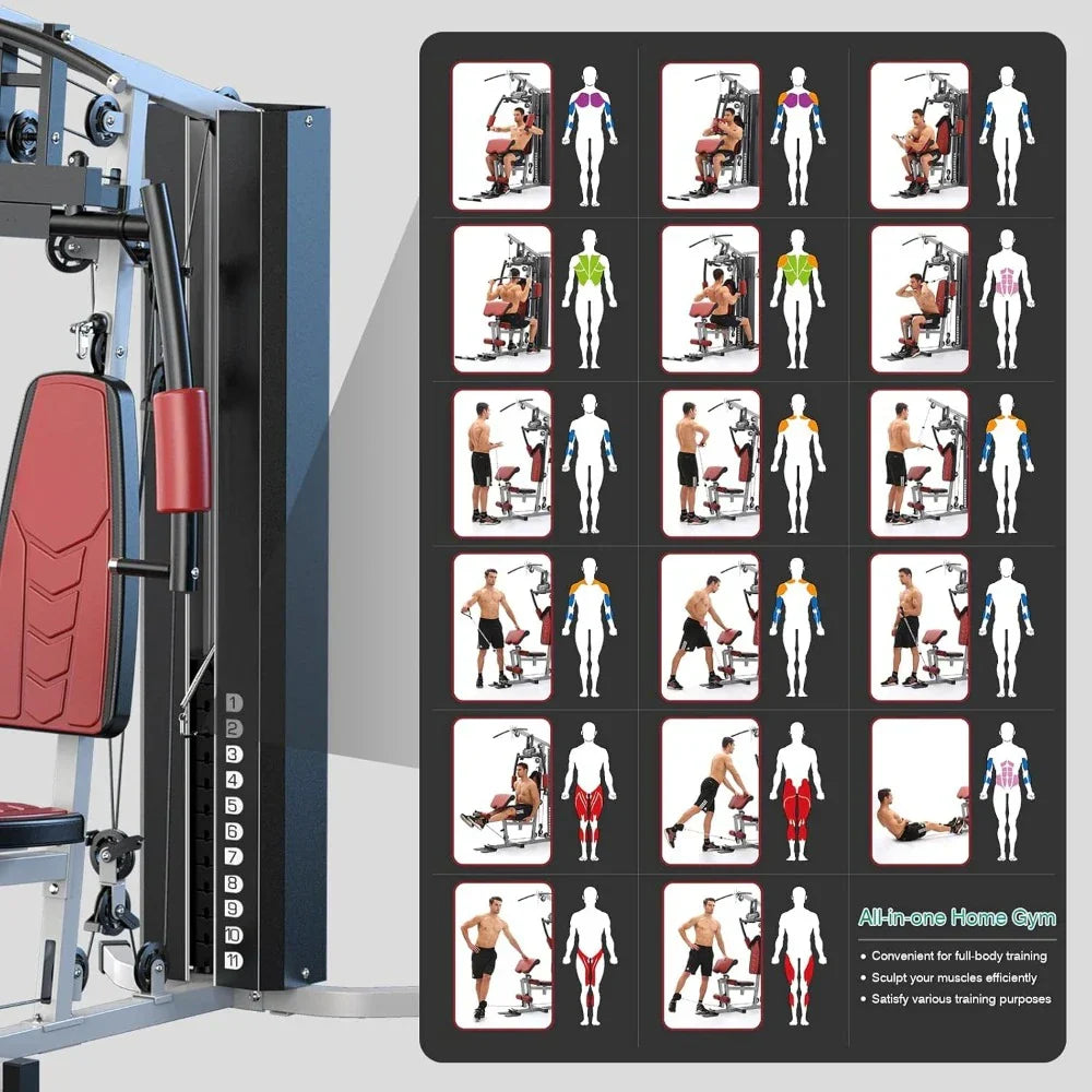 Multifunctional Home Gym Equipment Workout Station with Pulley System