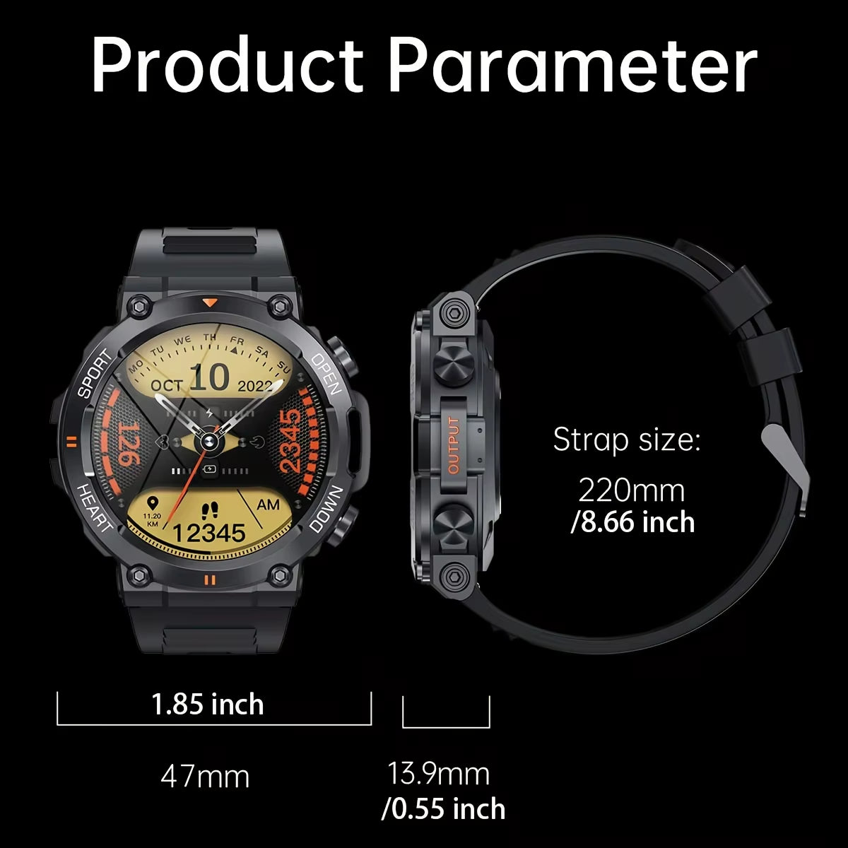K56Pro Smartwatch for Men – Fitness Tracker with Heart Rate, Bluetooth, HD 1.39” Display & Long Battery Life