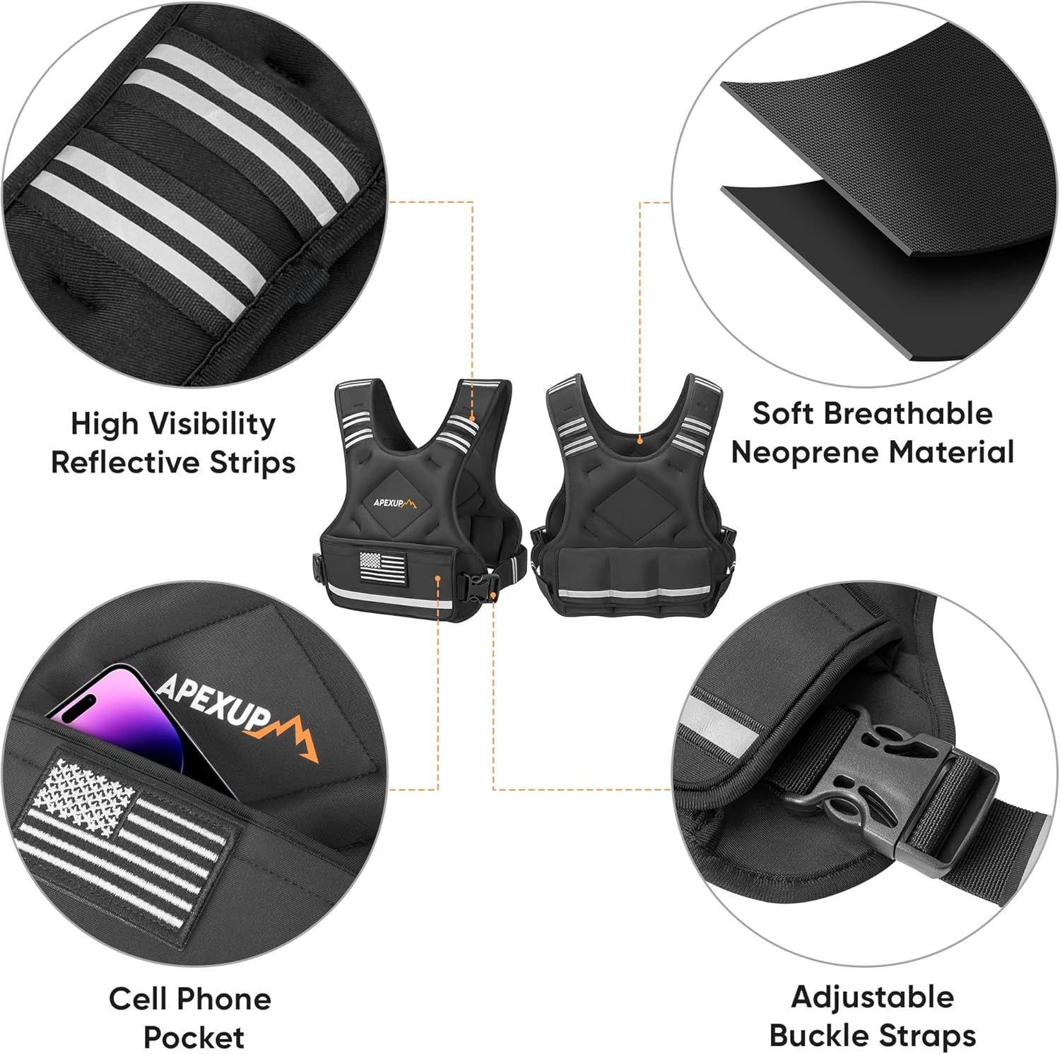 Adjustable Weighted Vest for Men & Women – 4–32 lbs with Iron Sand Weights & Large Pocket – Black Weight Vest for Running, Walking & Strength Training