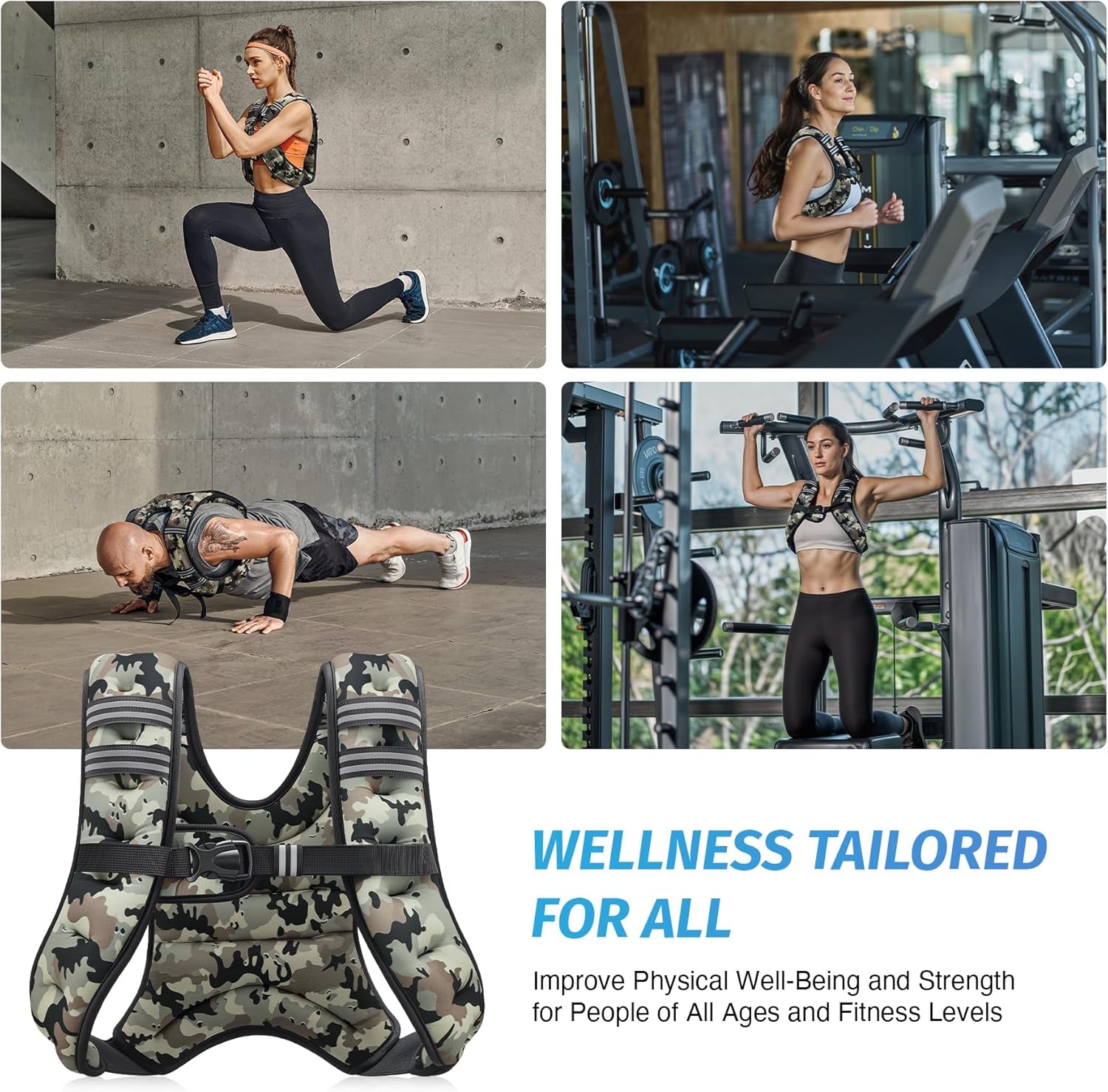 Weighted Vest, 6Lb/8Lb/12Lb/16Lb/20Lb/25Lb/30Lb Weight Vest with Reflective Stripe for Workout, Strength Training, Running, Fitness, Muscle Building, Weight Loss, Weightlifting