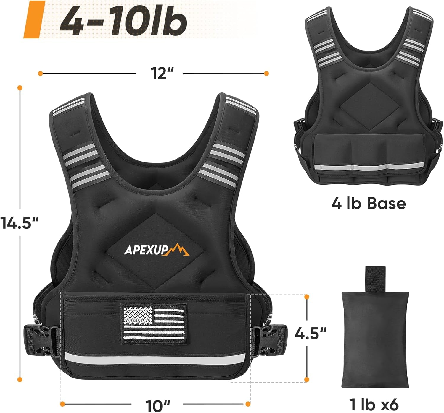 Adjustable Weighted Vest for Men & Women – 4–32 lbs with Iron Sand Weights & Large Pocket – Black Weight Vest for Running, Walking & Strength Training