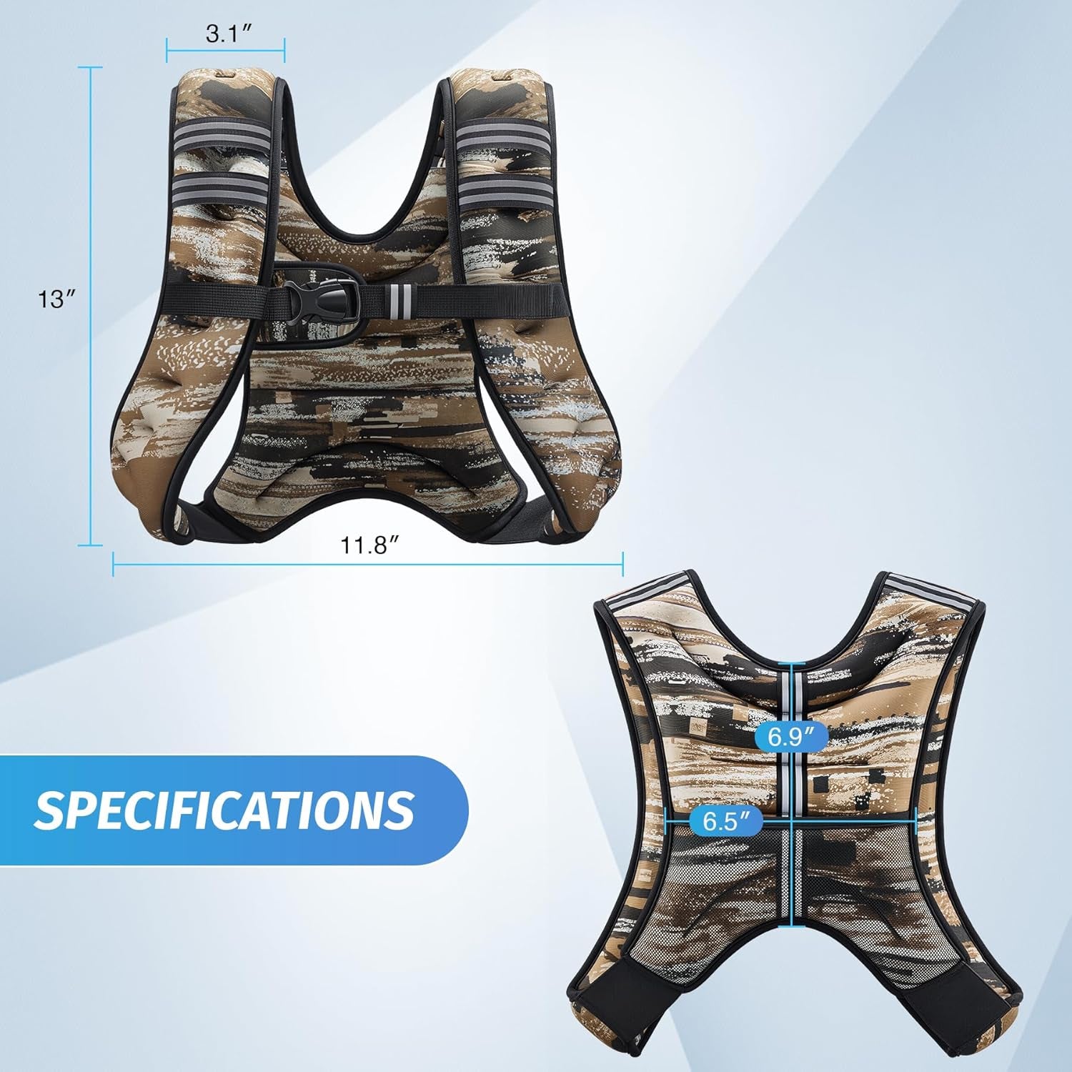 Weighted Vest, 6Lb/8Lb/12Lb/16Lb/20Lb/25Lb/30Lb Weight Vest with Reflective Stripe for Workout, Strength Training, Running, Fitness, Muscle Building, Weight Loss, Weightlifting