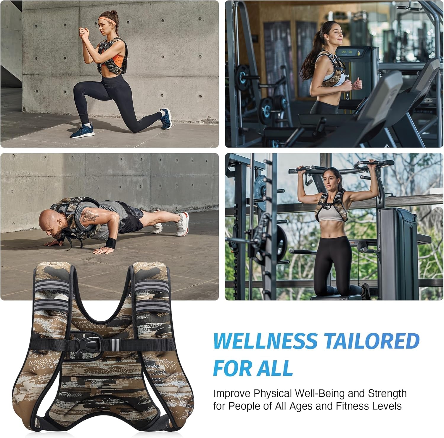 Weighted Vest, 6Lb/8Lb/12Lb/16Lb/20Lb/25Lb/30Lb Weight Vest with Reflective Stripe for Workout, Strength Training, Running, Fitness, Muscle Building, Weight Loss, Weightlifting