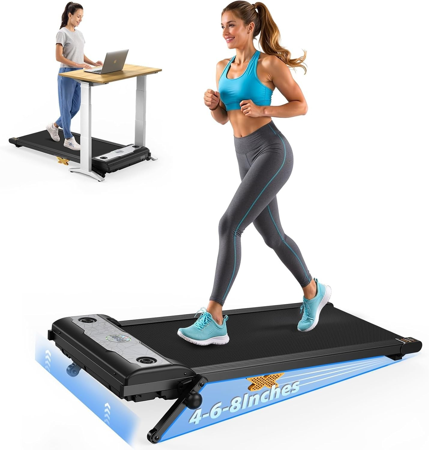 3-in-1 Mini Walking Jogging Machine with Incline | Compact Treadmill Walking Pad 2.5HP for Home & Office Fitness
