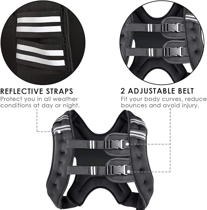 Adjustable Weighted Vest for Men & Women (8–30 lbs) – Strength Training, Cardio, Running, Weight Loss, Reflective Safety Straps