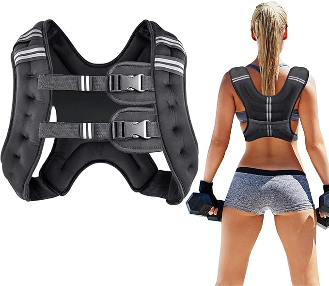 Adjustable Weighted Vest for Men & Women (8–30 lbs) – Strength Training, Cardio, Running, Weight Loss, Reflective Safety Straps