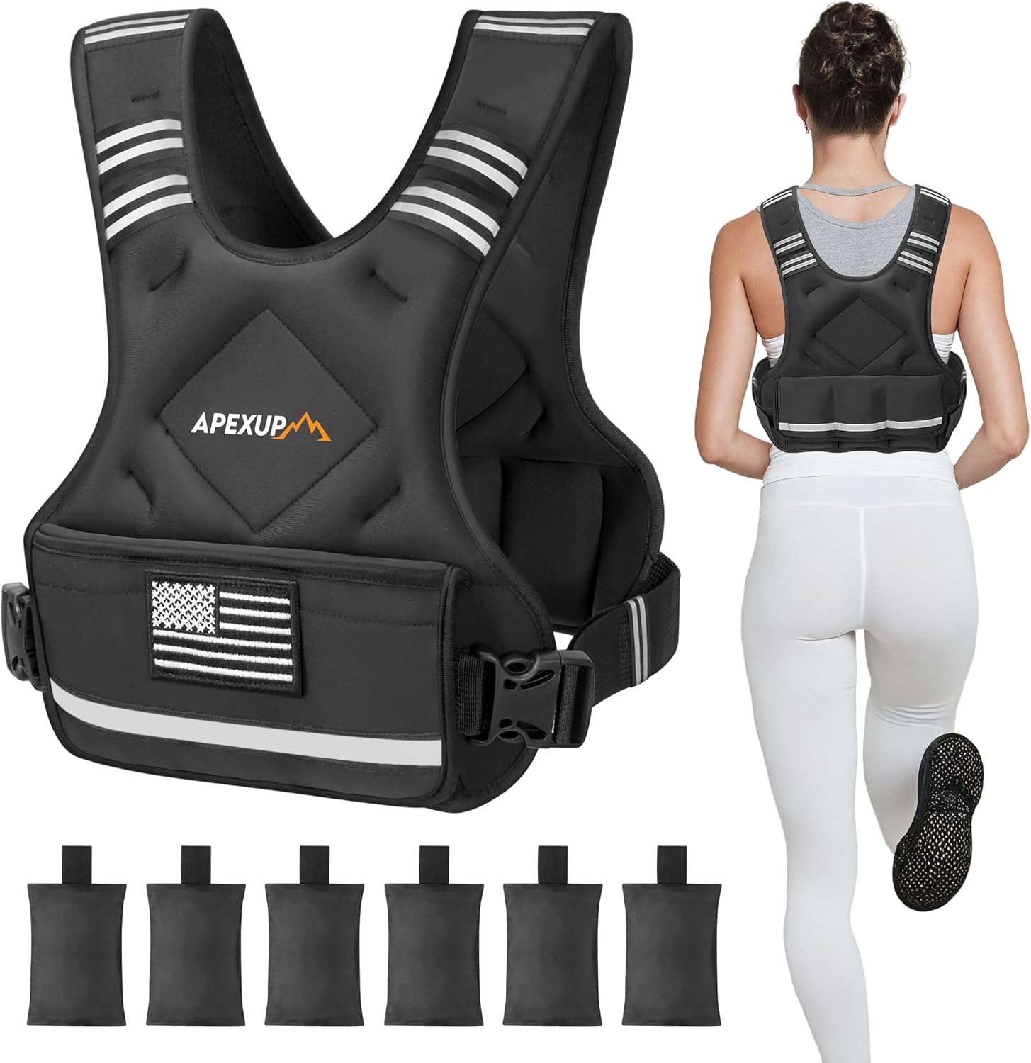 Adjustable Weighted Vest for Men & Women – 4–32 lbs with Iron Sand Weights & Large Pocket – Black Weight Vest for Running, Walking & Strength Training