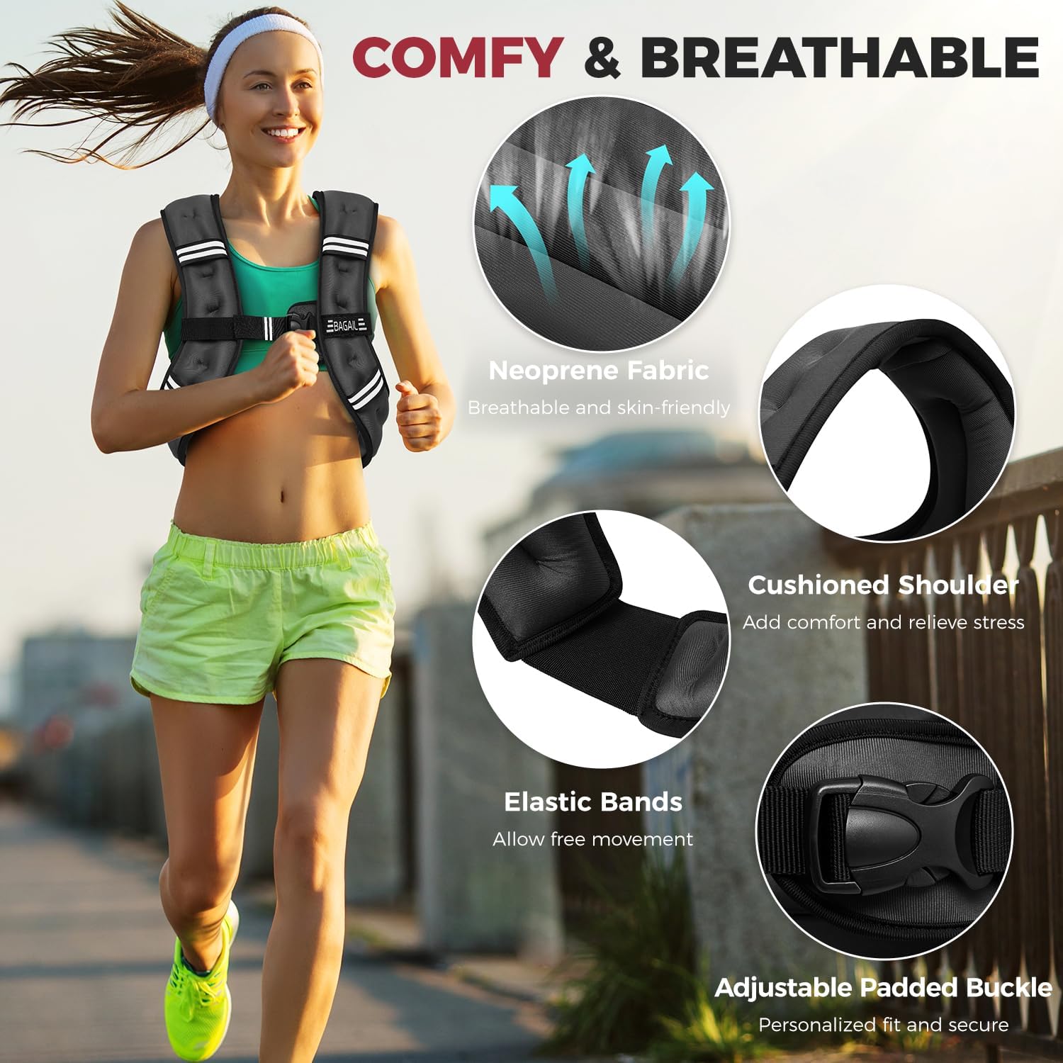 Adjustable Weighted Vest for Men & Women – 5lb to 30lb Rucking & Training Vest with Phone Pouch