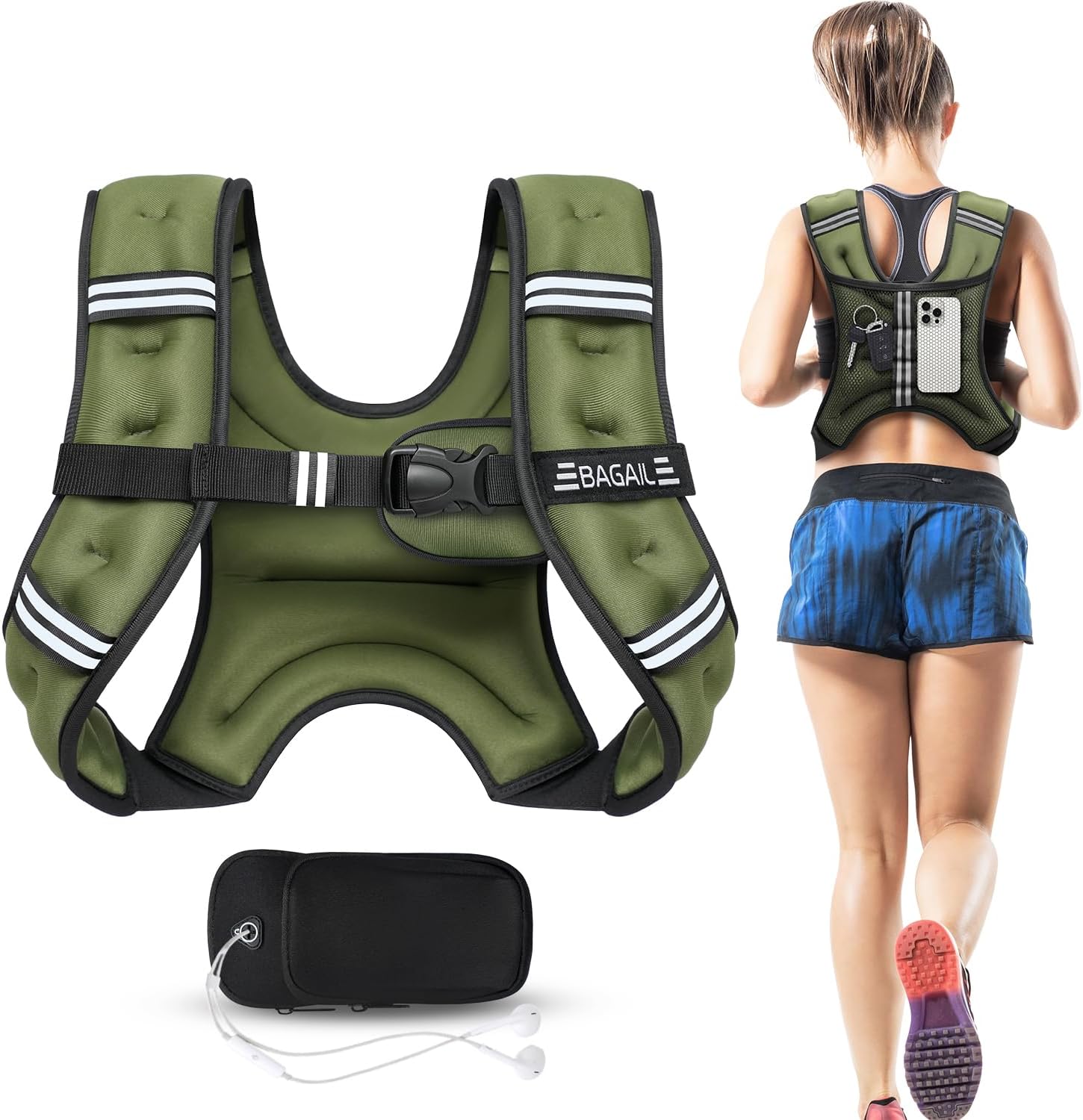 Adjustable Weighted Vest for Men & Women – 5lb to 30lb Rucking & Training Vest with Phone Pouch