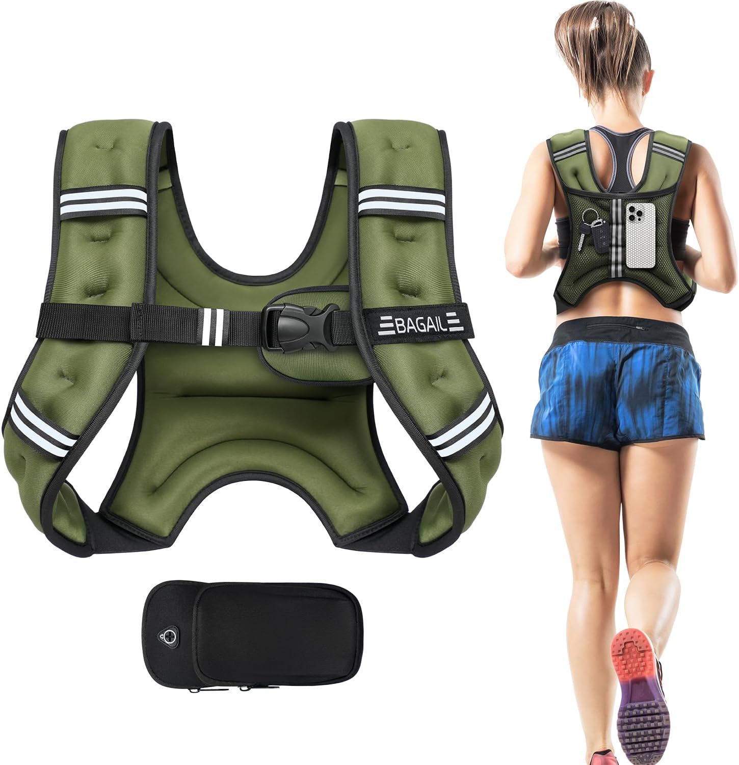 Adjustable Weighted Vest for Men & Women – 5lb to 30lb Rucking & Training Vest with Phone Pouch