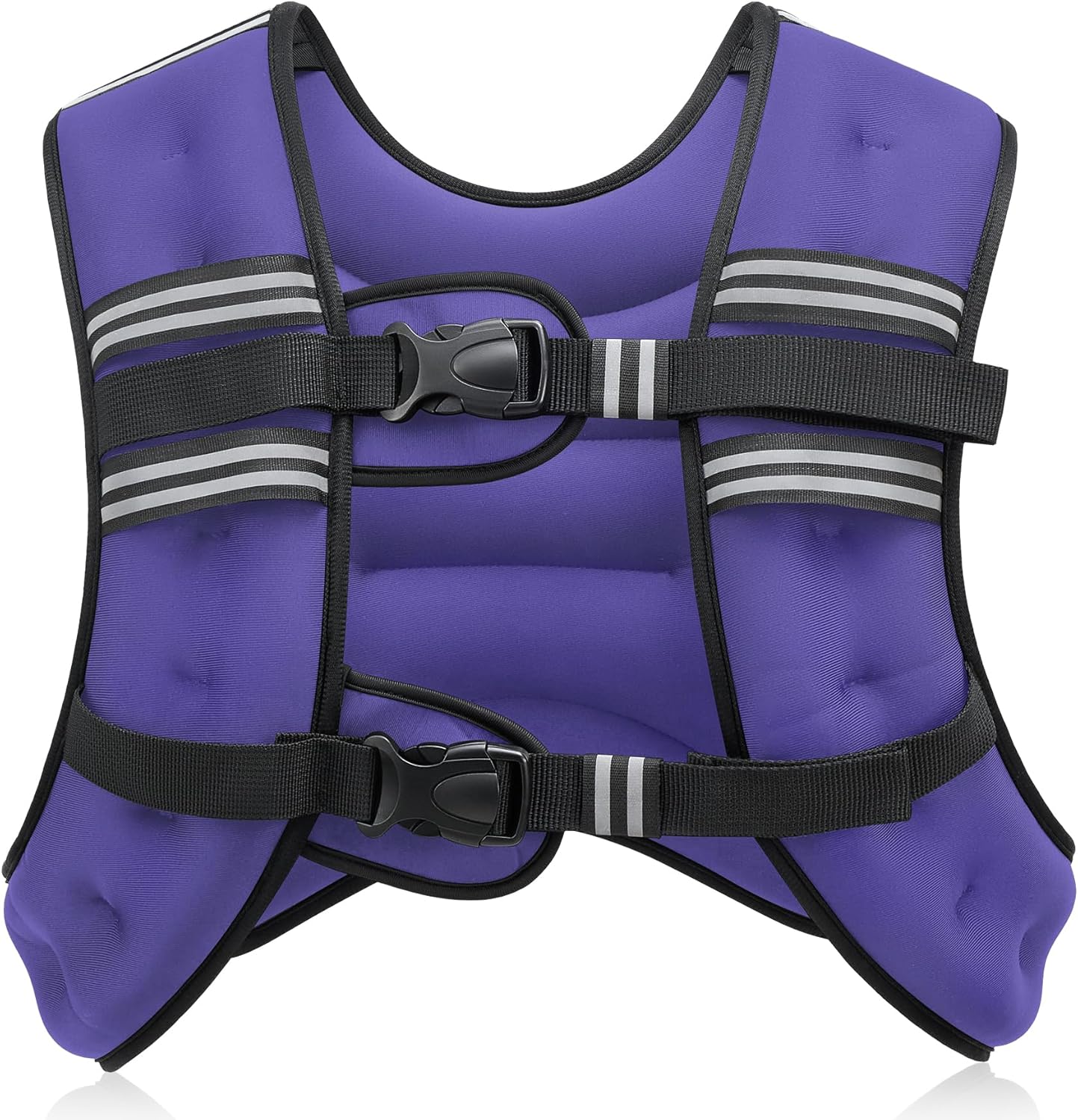 Adjustable Weighted Vest (6–30 lbs) with Reflective Stripes – Strength Training, Running, CrossFit, Fitness & Weight Loss – Purple