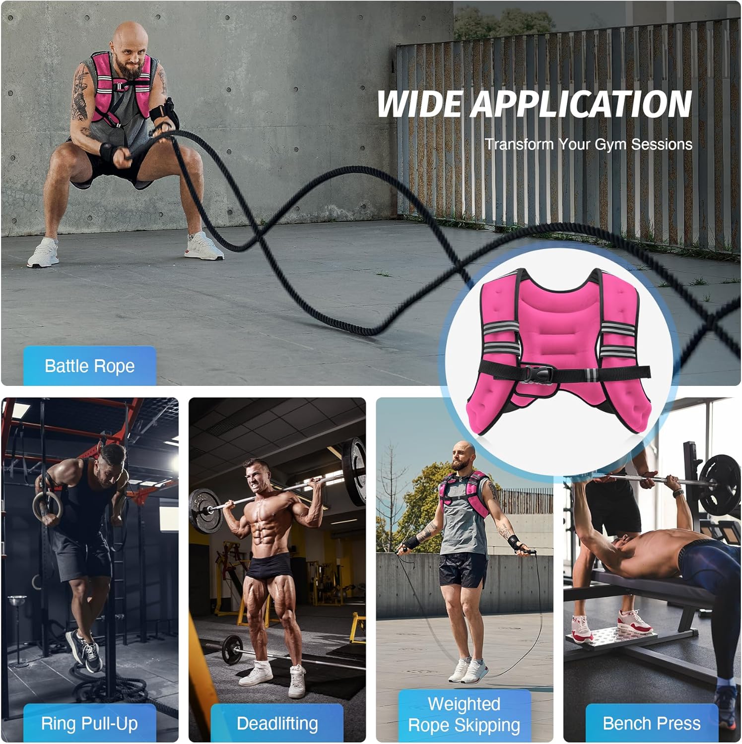 Pink Adjustable Weighted Vest (6–30 lbs) – Strength Training, Running, Fitness & Weight Loss Gear