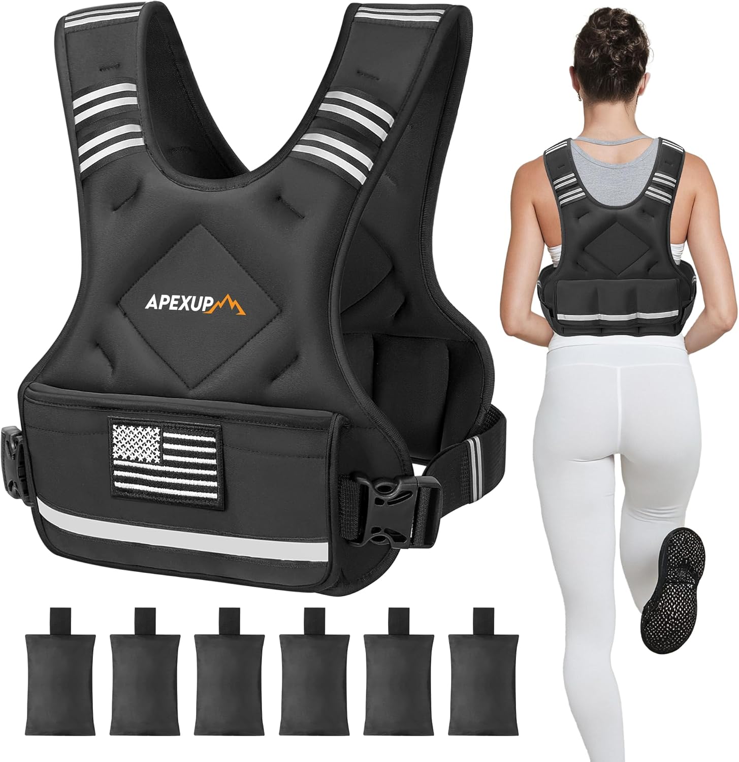 Adjustable Weighted Vest for Men & Women – 4–32 lbs with Iron Sand Weights & Large Pocket – Black Weight Vest for Running, Walking & Strength Training