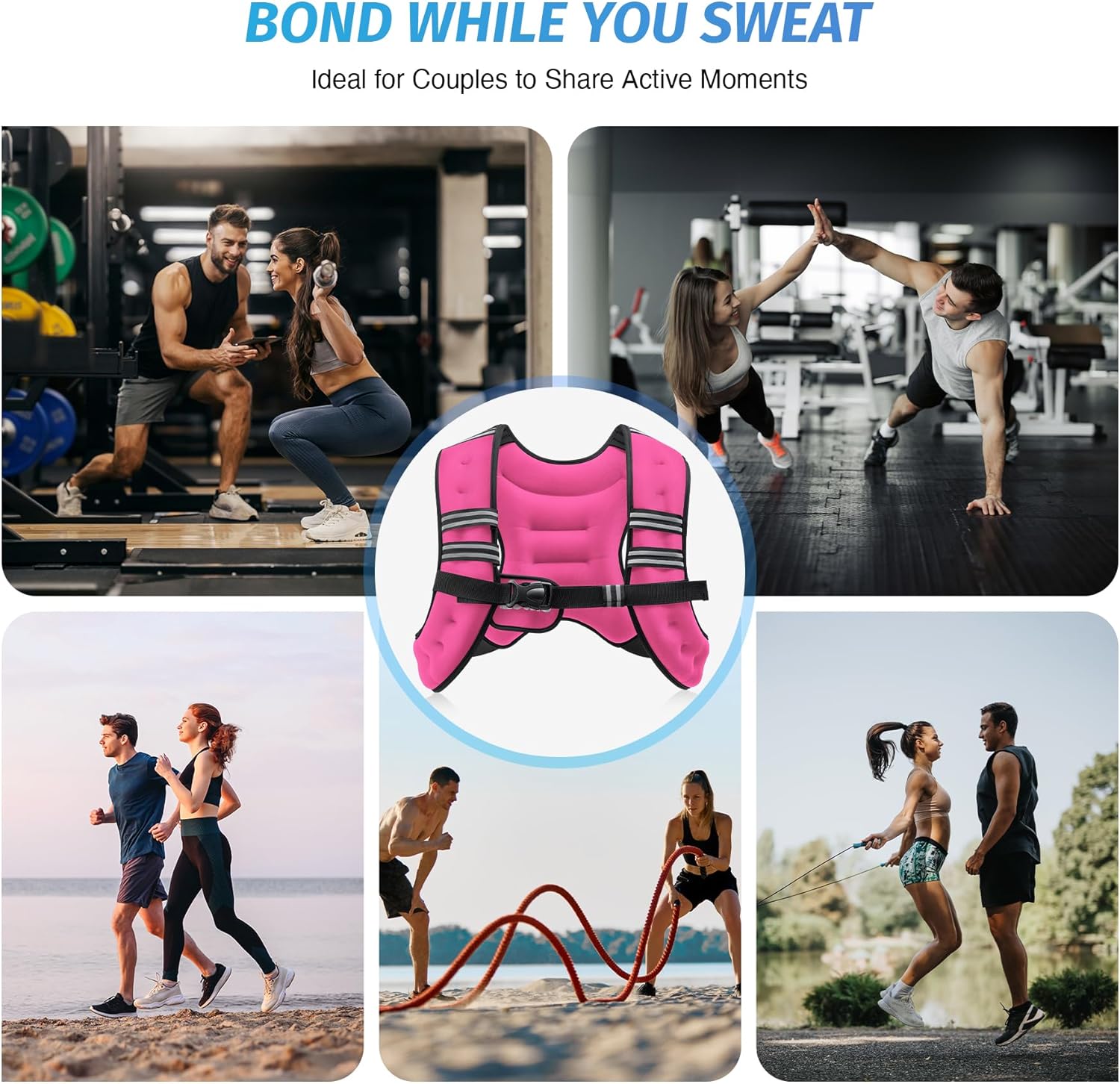 Pink Adjustable Weighted Vest (6–30 lbs) – Strength Training, Running, Fitness & Weight Loss Gear