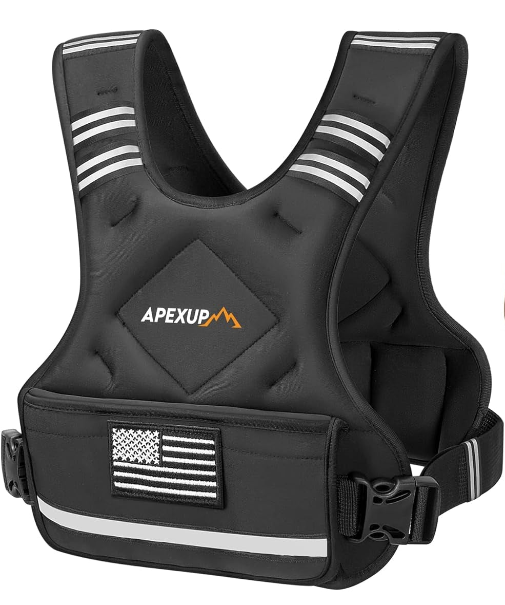 Adjustable Weighted Vest for Men & Women – 4–32 lbs with Iron Sand Weights & Large Pocket – Black Weight Vest for Running, Walking & Strength Training