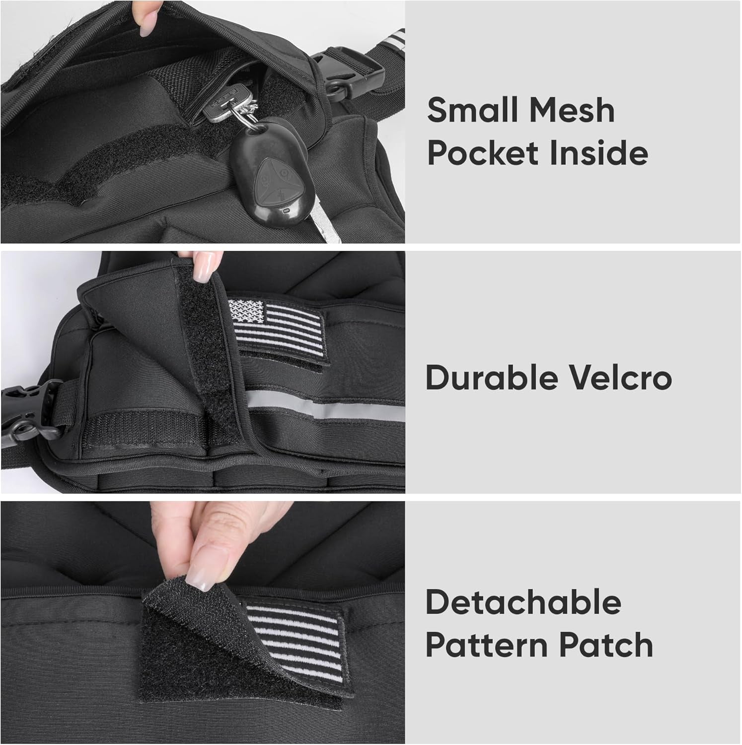 Adjustable Weighted Vest for Men & Women – 4–32 lbs with Iron Sand Weights & Large Pocket – Black Weight Vest for Running, Walking & Strength Training