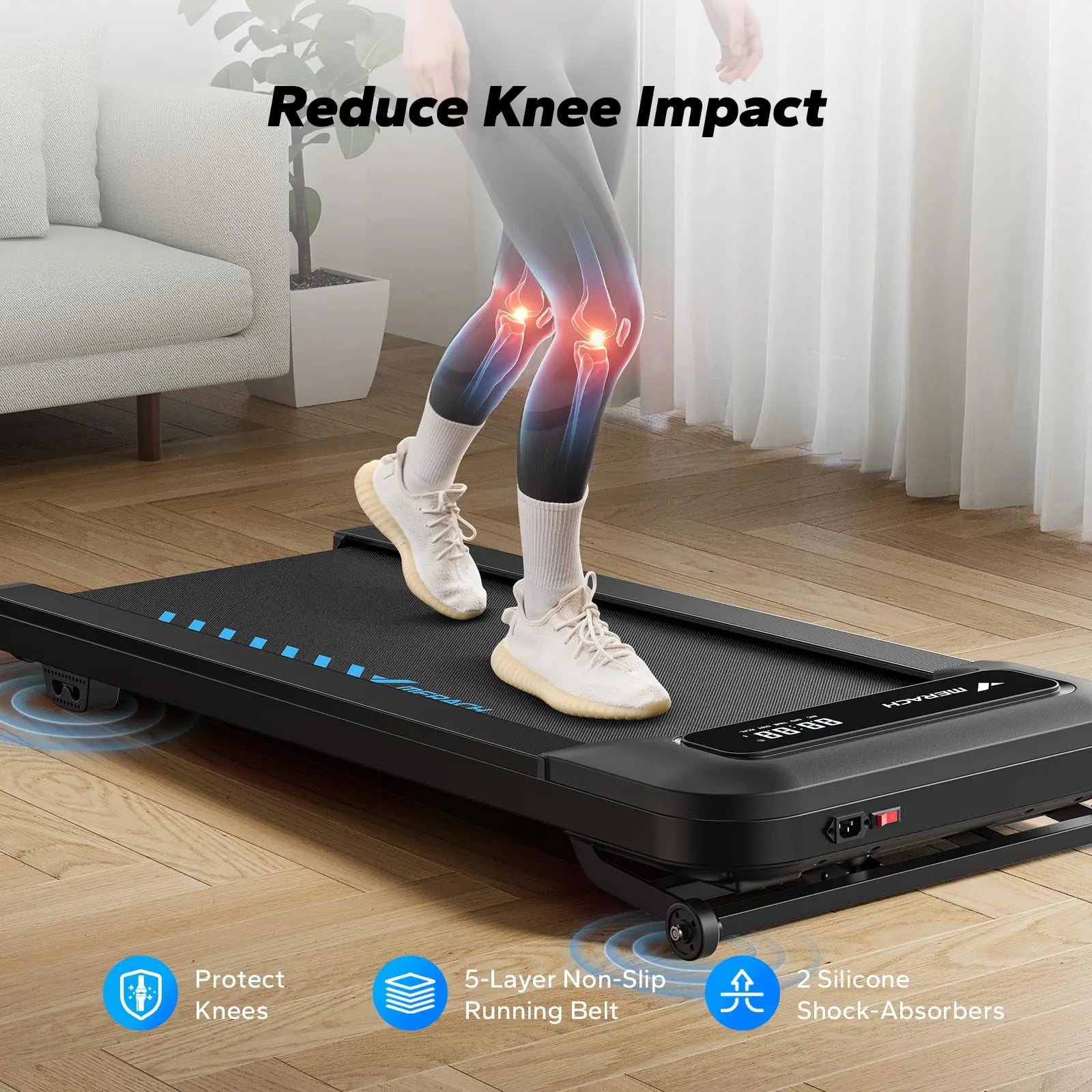 Walking Pad Treadmill – Quiet Under Desk Portable Walking Treadmill for Home Office & Gym with LED Display & Remote Control