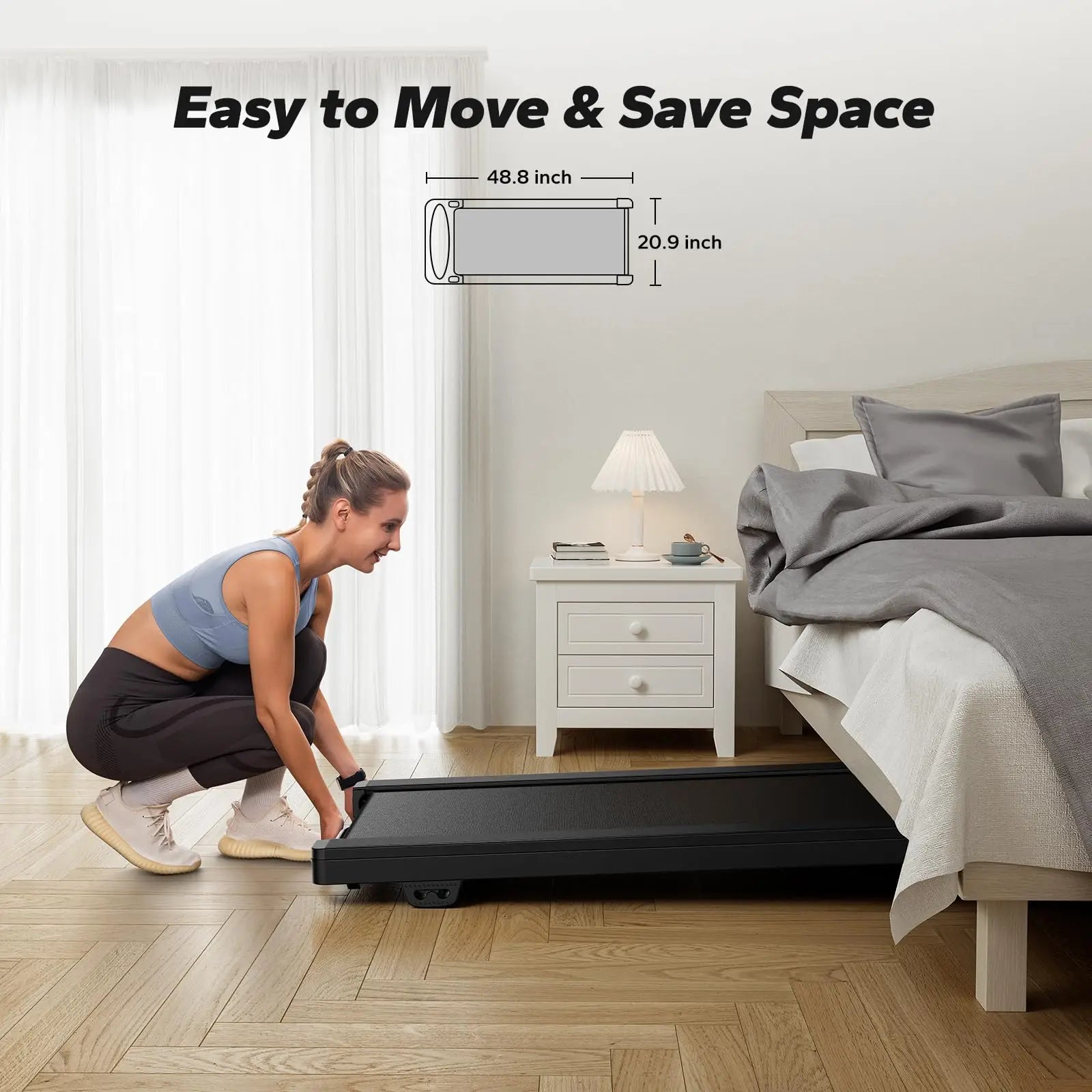 Walking Pad Treadmill – Quiet Under Desk Portable Walking Treadmill for Home Office & Gym with LED Display & Remote Control