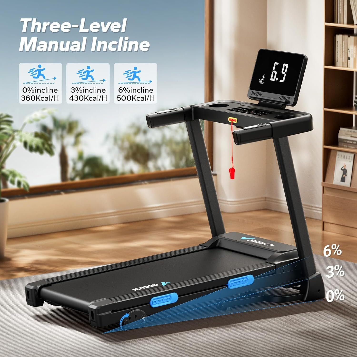 MERACH Foldable Incline Treadmill 7.5MPH – Quiet Home Treadmill with Double Deck Technology & Compact Design