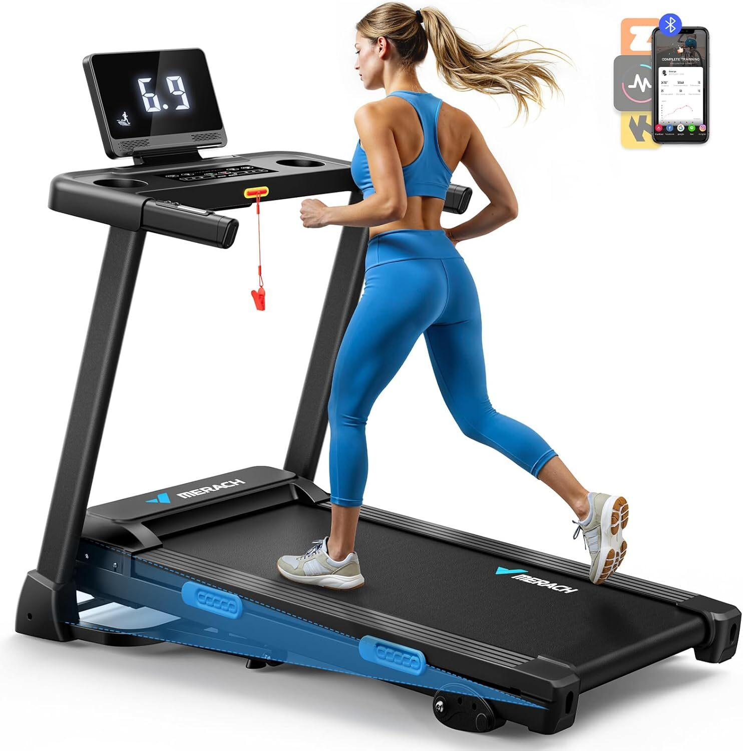 MERACH Foldable Incline Treadmill 7.5MPH – Quiet Home Treadmill with Double Deck Technology & Compact Design