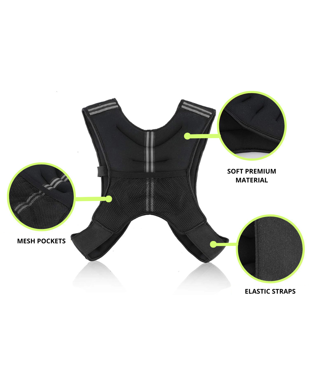 Adjustable Weighted Vest 6–30Lb for Workout, Running, Strength Training & Weight Loss with Reflective Stripe