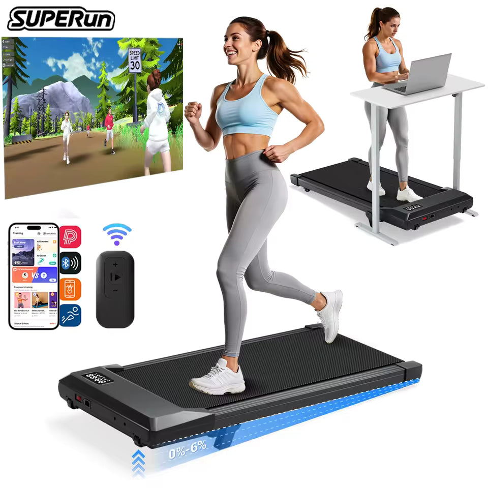 3-in-1 Foldable Under Desk Treadmill – Smart Walking Pad with Incline & Remote Control