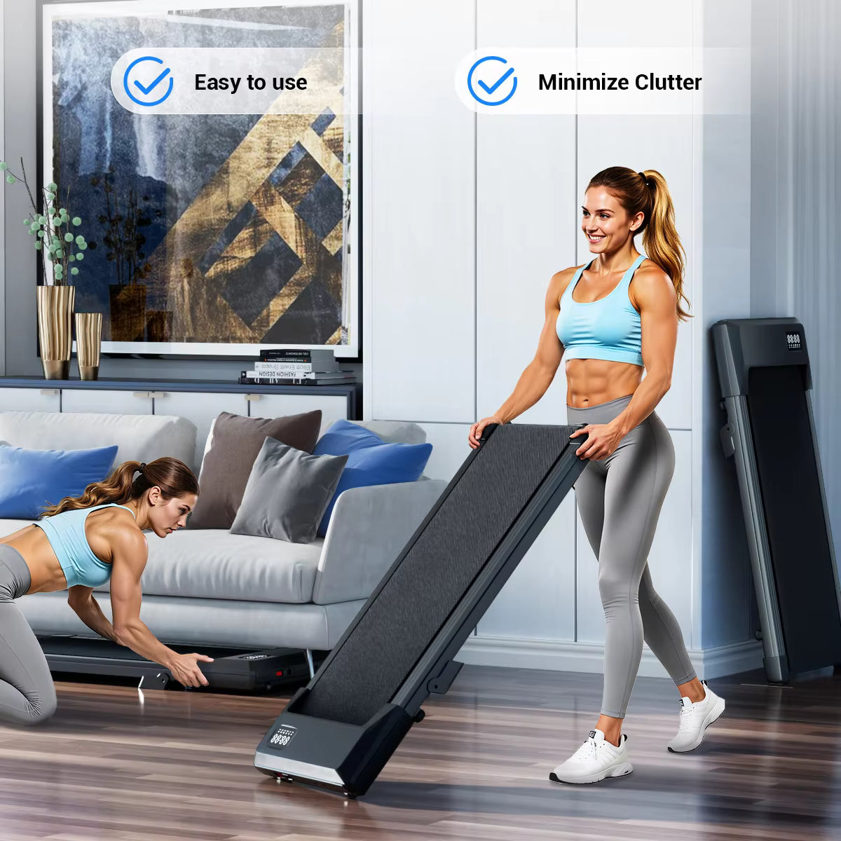 3-in-1 Foldable Under Desk Treadmill – Smart Walking Pad with Incline & Remote Control