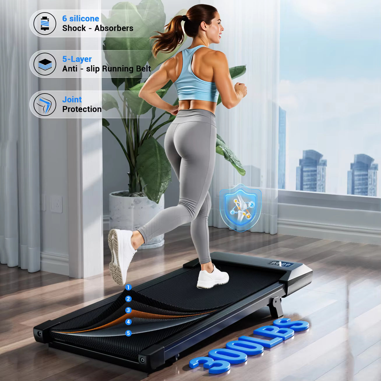 3-in-1 Foldable Under Desk Treadmill – Smart Walking Pad with Incline & Remote Control