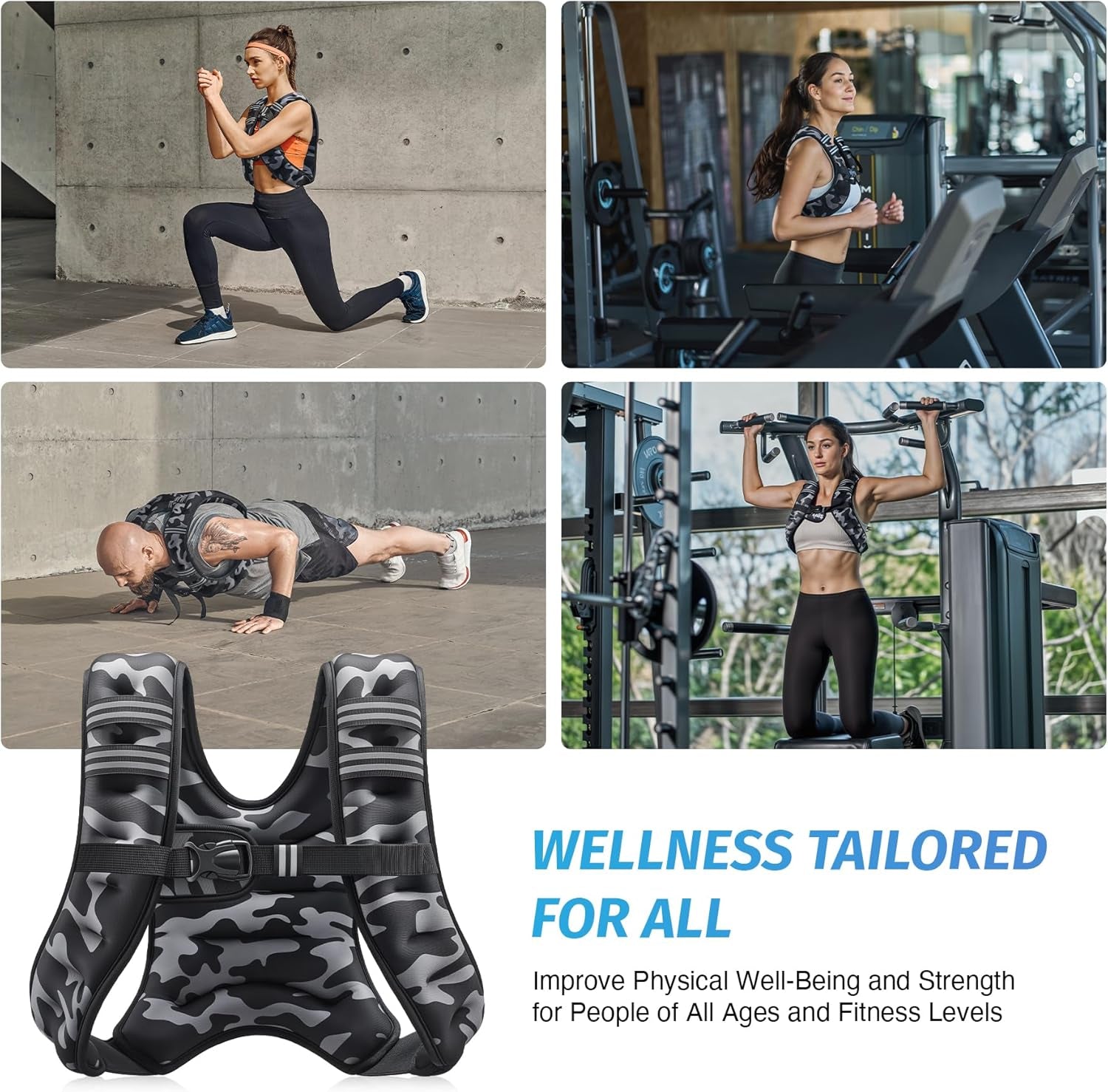 Weighted Vest, 6Lb/8Lb/12Lb/16Lb/20Lb/25Lb/30Lb Weight Vest with Reflective Stripe for Workout, Strength Training, Running, Fitness, Muscle Building, Weight Loss, Weightlifting
