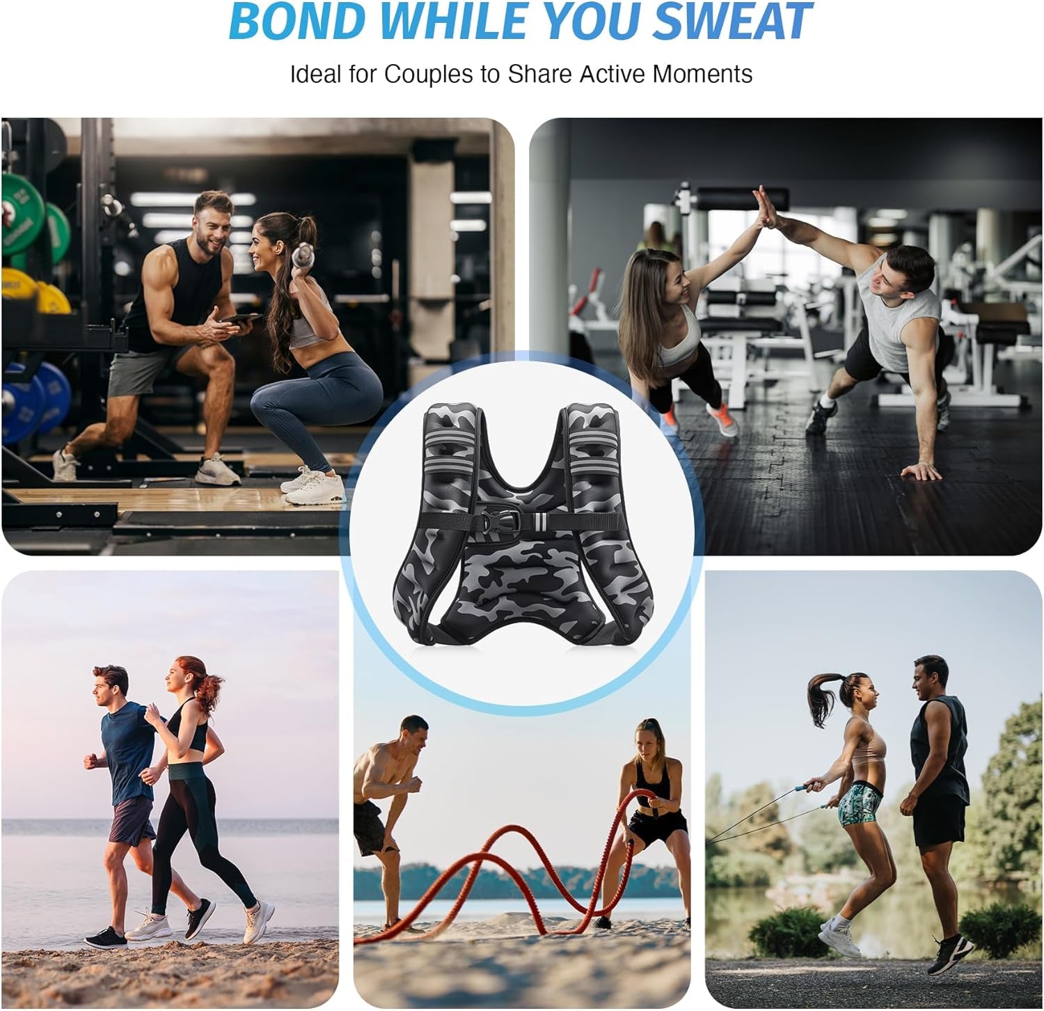 Weighted Vest, 6Lb/8Lb/12Lb/16Lb/20Lb/25Lb/30Lb Weight Vest with Reflective Stripe for Workout, Strength Training, Running, Fitness, Muscle Building, Weight Loss, Weightlifting