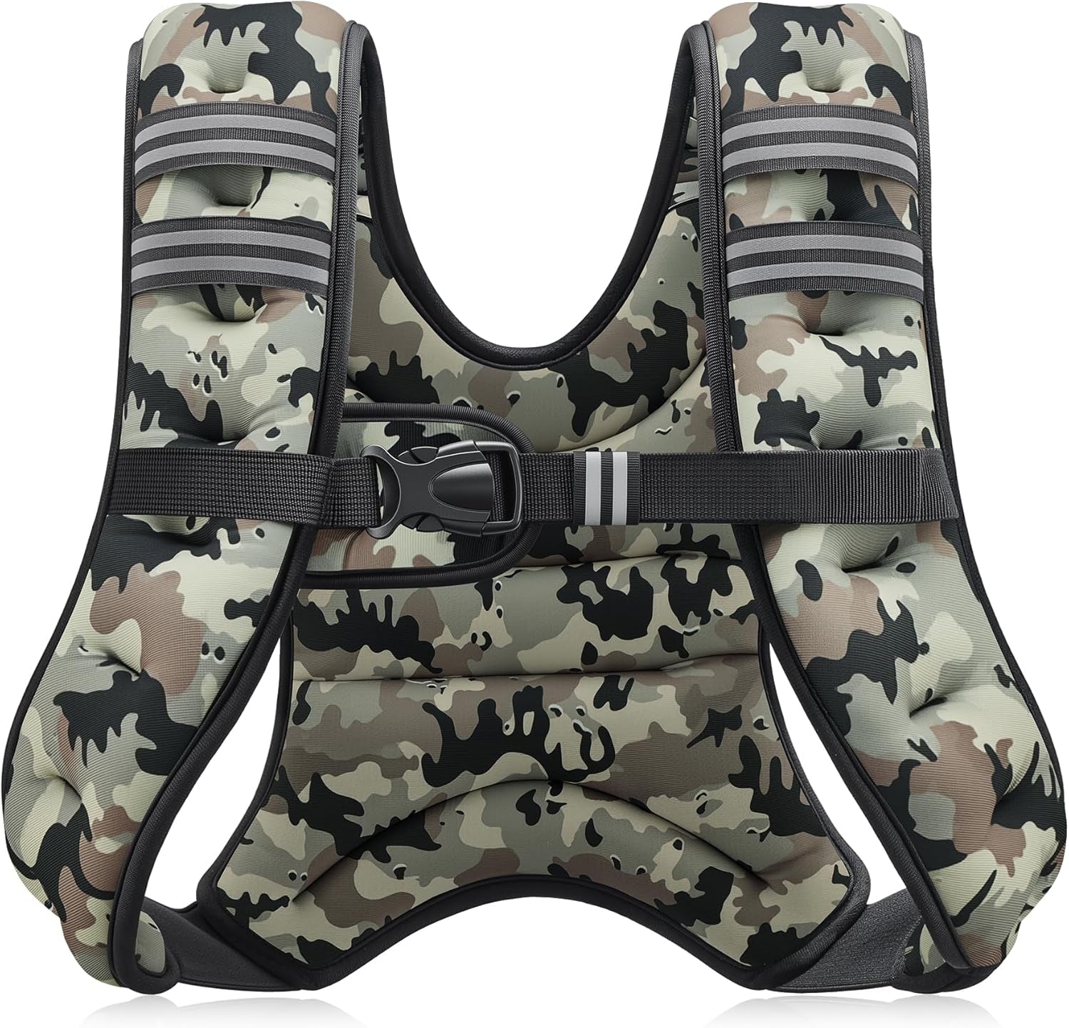 Weighted Vest, 6Lb/8Lb/12Lb/16Lb/20Lb/25Lb/30Lb Weight Vest with Reflective Stripe for Workout, Strength Training, Running, Fitness, Muscle Building, Weight Loss, Weightlifting