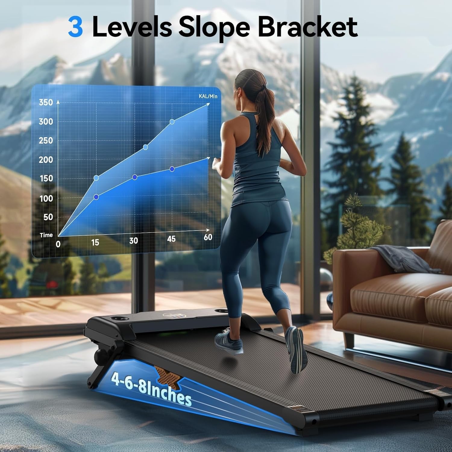 3-in-1 Mini Walking Jogging Machine with Incline | Compact Treadmill Walking Pad 2.5HP for Home & Office Fitness