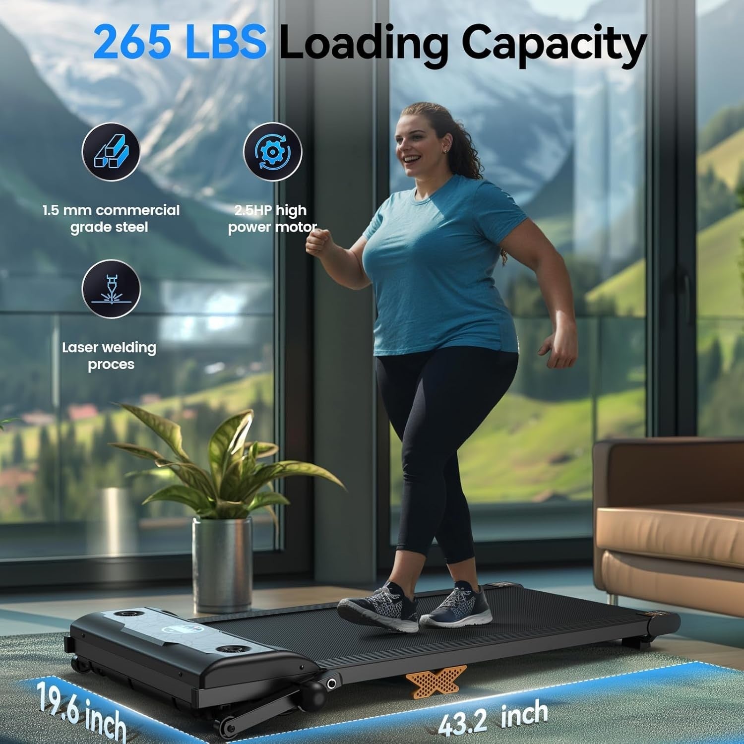 3-in-1 Mini Walking Jogging Machine with Incline | Compact Treadmill Walking Pad 2.5HP for Home & Office Fitness